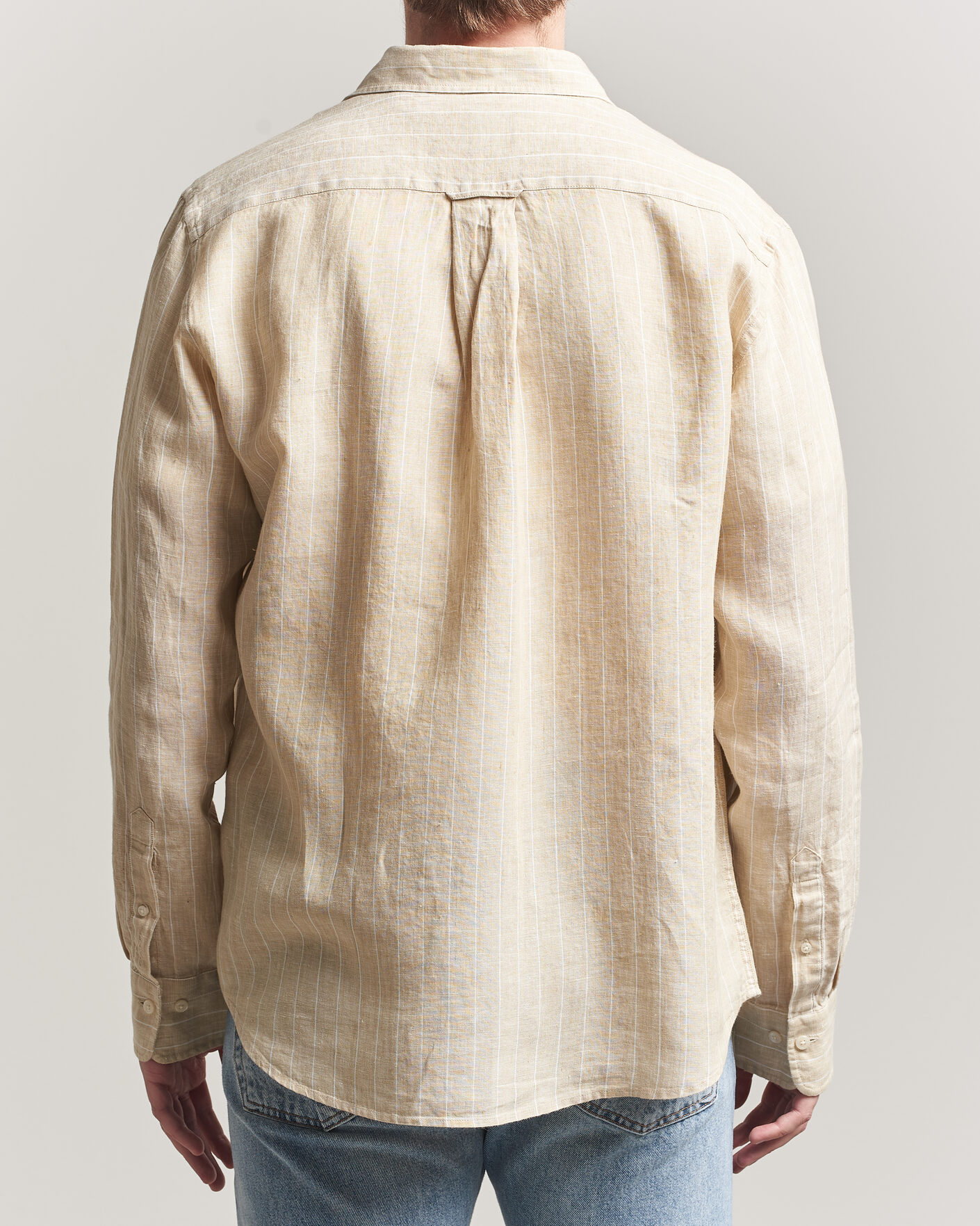 Heren | Overhemden | GANT | Regular Fit Linen Striped Shirt Oat Beige