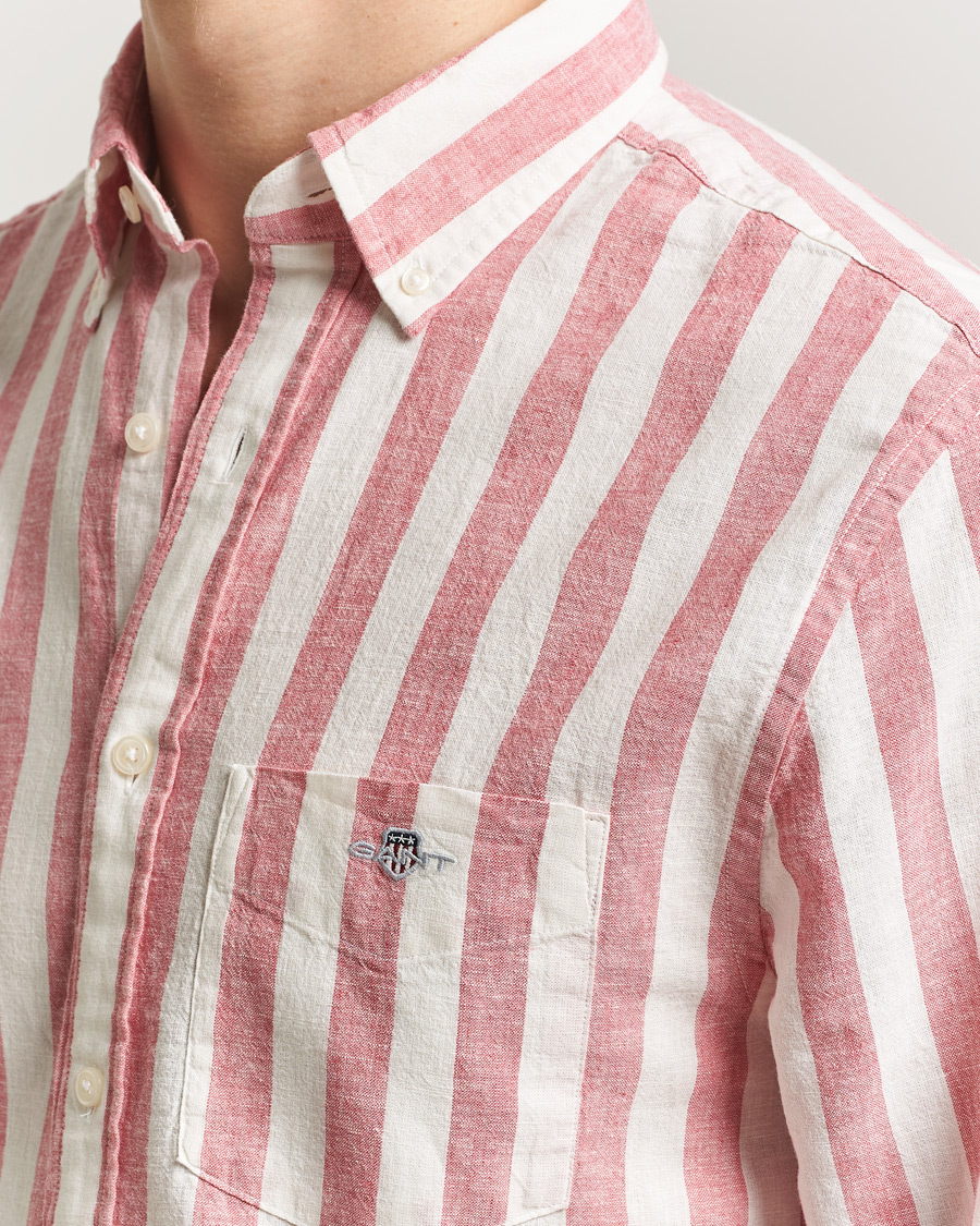 Homme | Chemises | Gant | Regular Fit Linen/Cotton Striped Shirt Rose Pink
