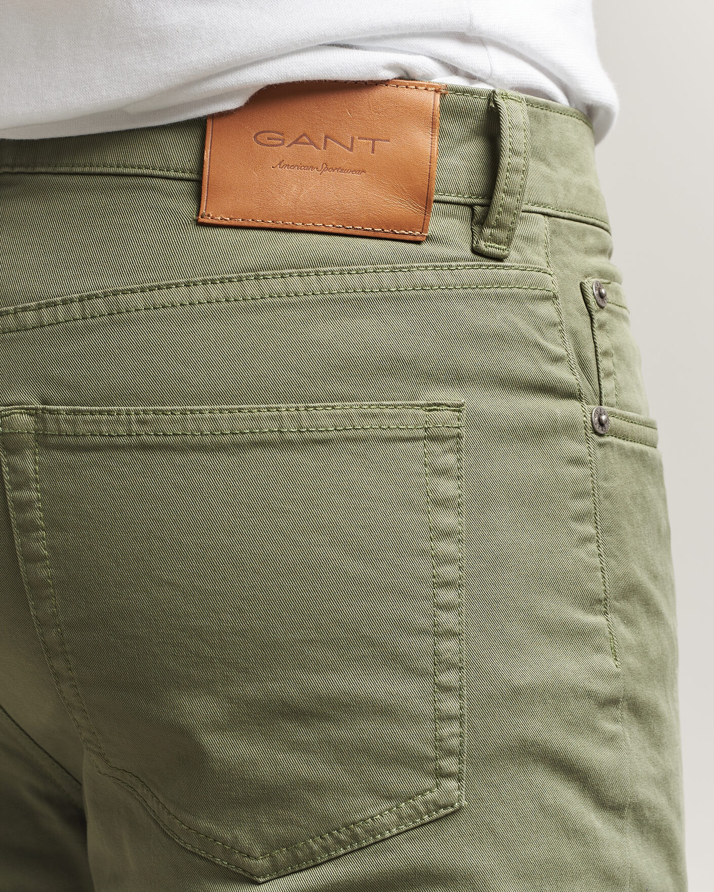Heren | Broeken | GANT | Slim Fit Desert 5-Pocket Pants Dry Herb Green