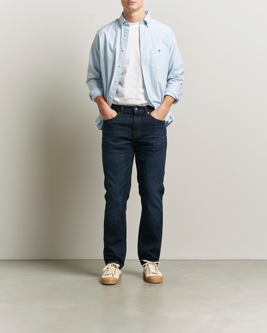 Heren | Broeken | Gant | Regular Fit Jeans Dark Blue Broken In