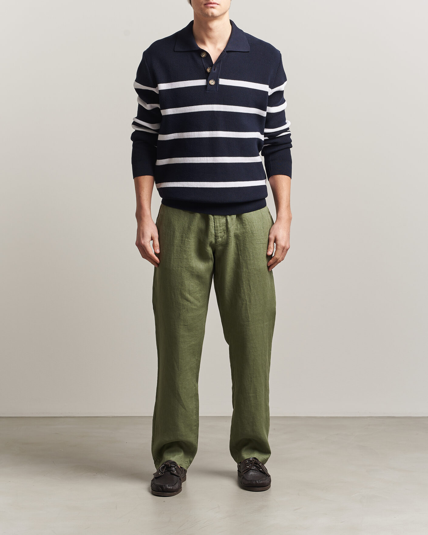 Heren | Broeken | GANT | Regular Fit Linen Drawstring Pants Dry Herb Green