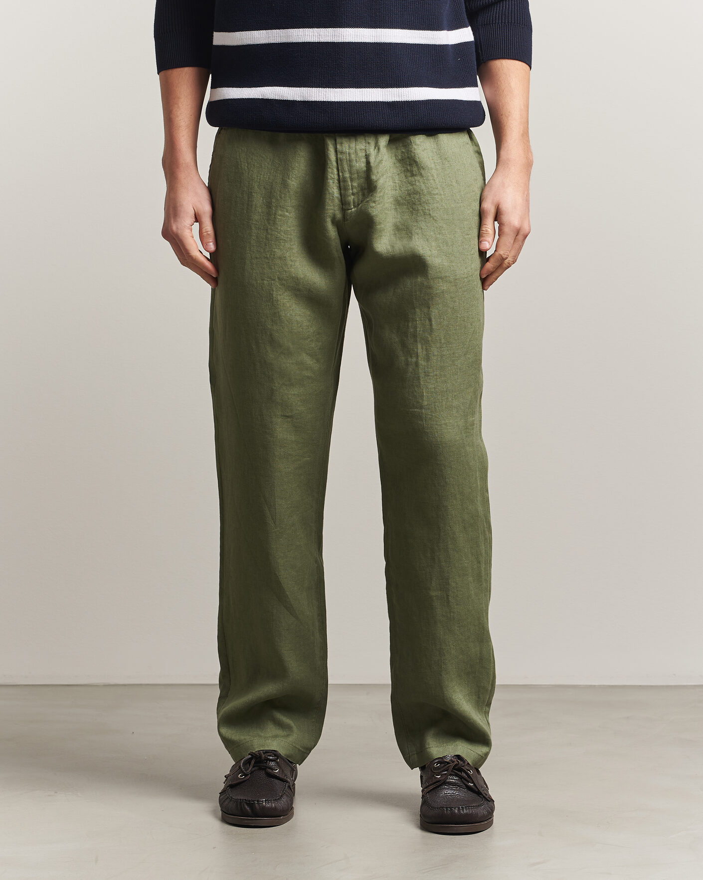 Homme | Pantalons | Gant | Regular Fit Linen Drawstring Pants Dry Herb Green