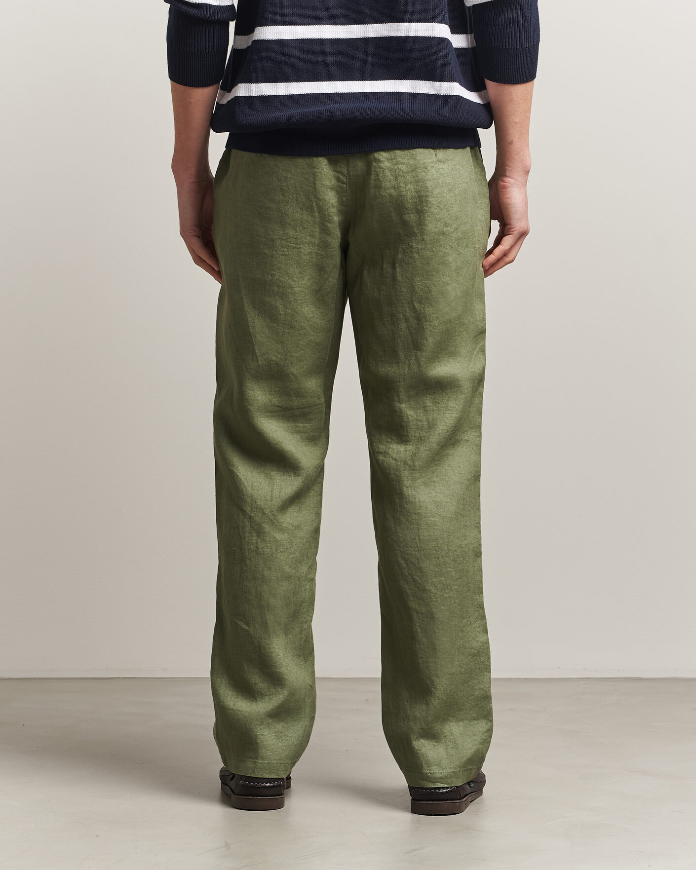 Heren | Broeken | GANT | Regular Fit Linen Drawstring Pants Dry Herb Green