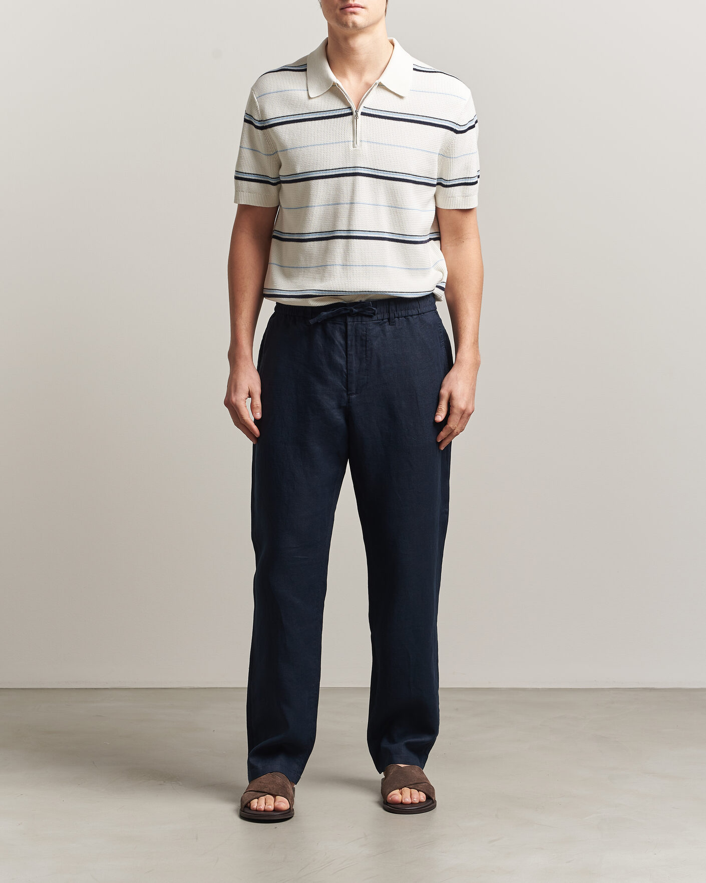Heren | Broeken | Gant | Regular Fit Linen Drawstring Pants Evening Blue