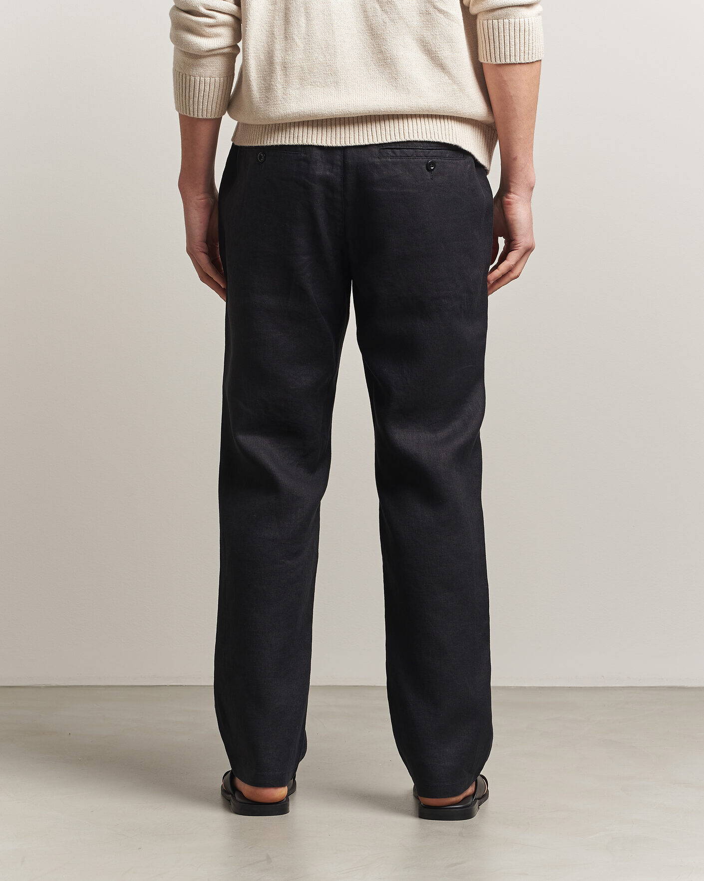 Heren | Broeken | GANT | Regular Fit Linen Drawstring Pants Black