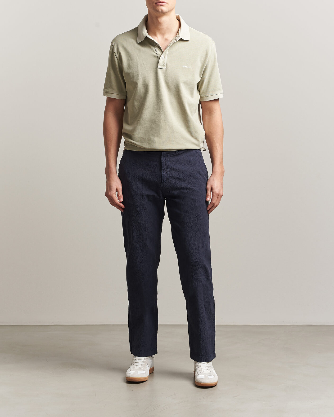 Heren | Broeken | Gant | Regular Fit Garment Dyed Seersucker Pants Evening Blue