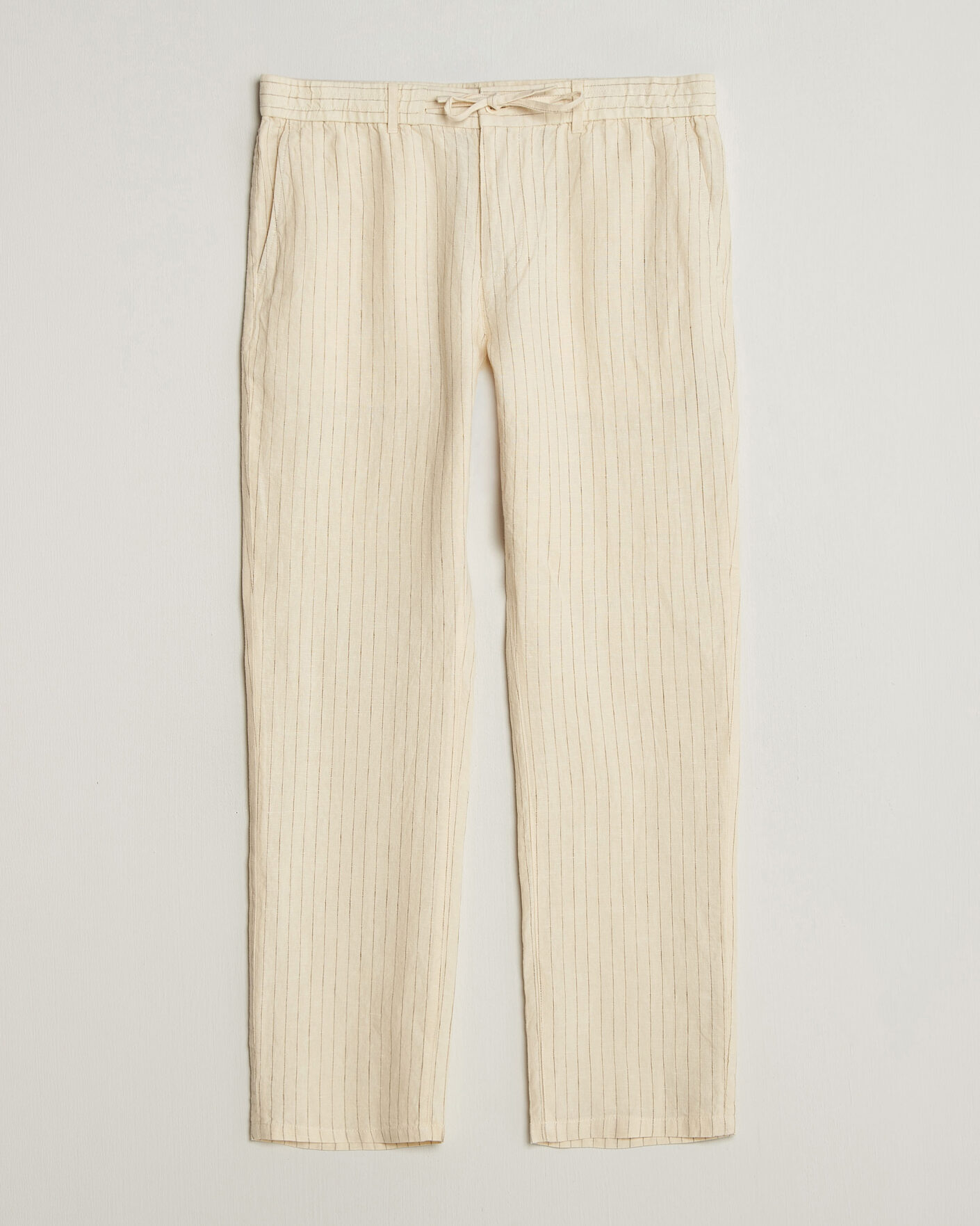 Heren | Broeken | Gant | Regular Fit Striped Linen Drawstring Pants Faded Beige