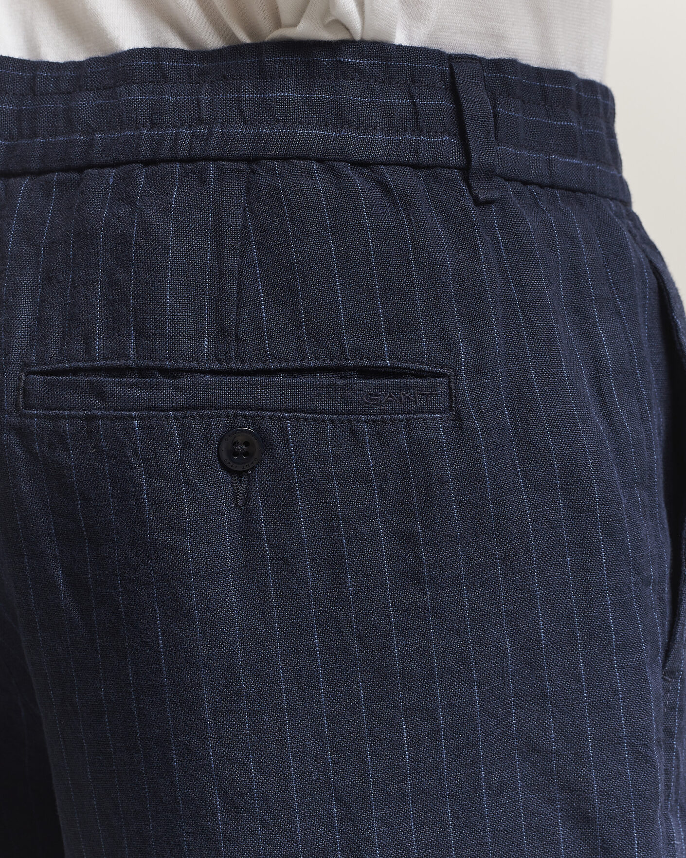 Homme | Pantalons | Gant | Regular Fit Stiped Linen Drawstring Pants Evening Blue