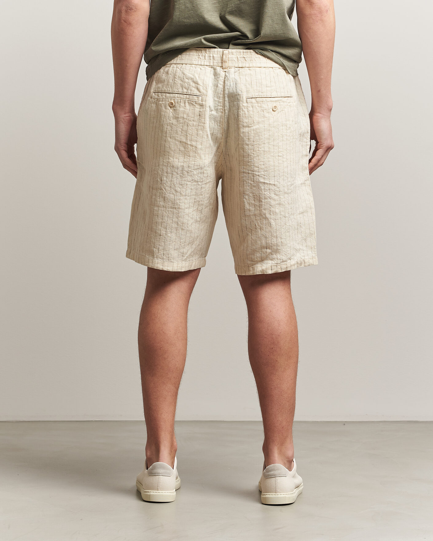 Heren | Korte broek | Gant | Regular Fit Striped Linen Drawstring Shorts Faded Beige