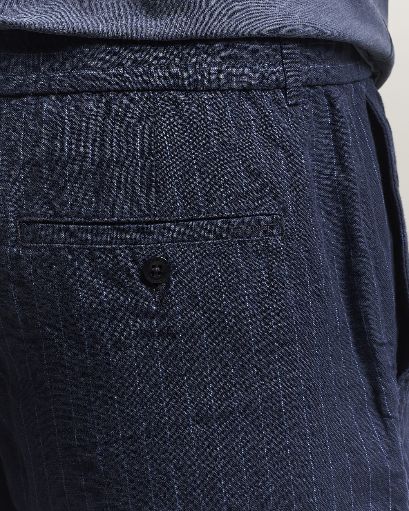 Heren | Korte broek | Gant | Regular Fit Striped Linen Drawstring Shorts Evening Blue