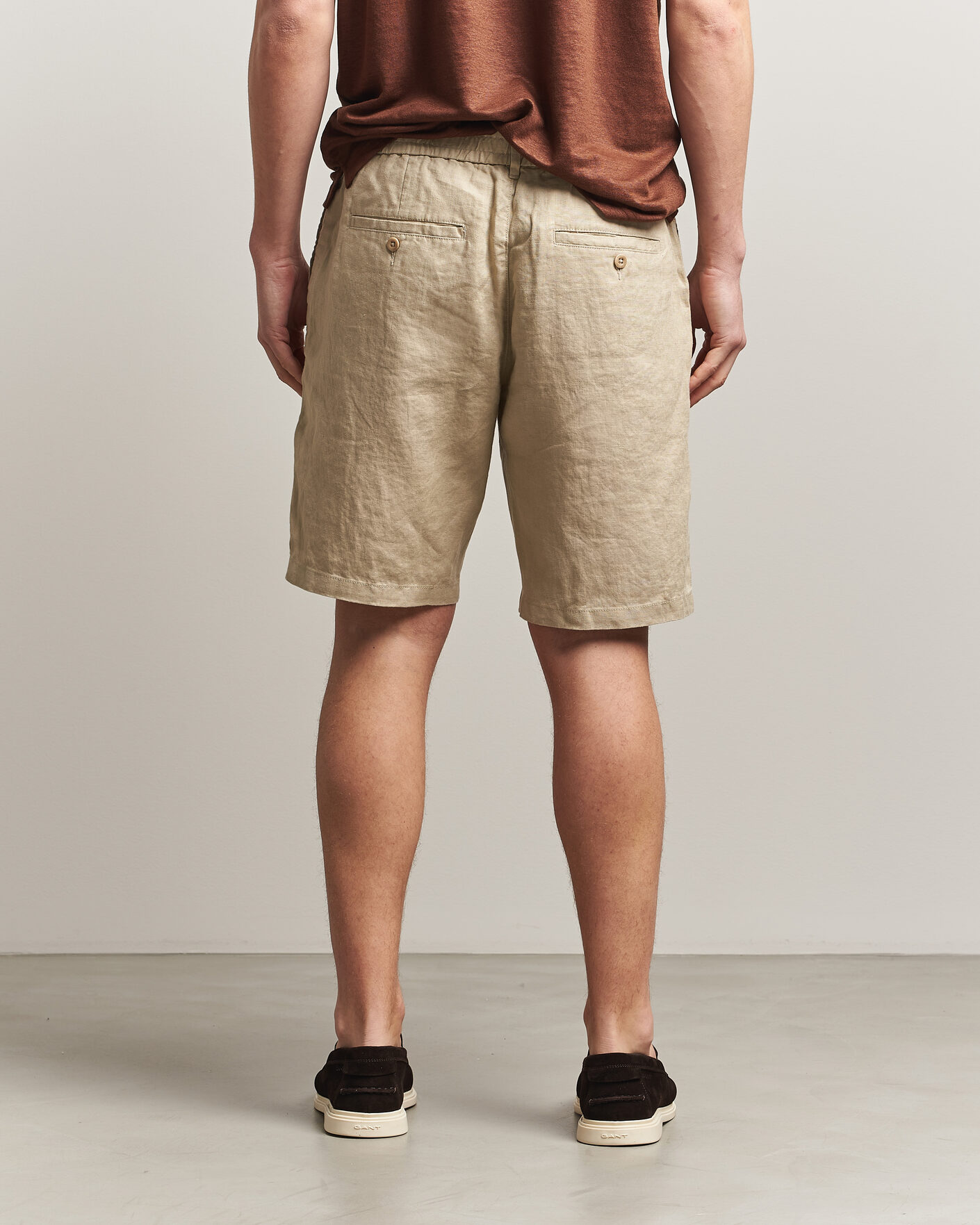Heren | Korte broek | GANT | Regular Fit Linen Drawstring Shorts Oat Beige