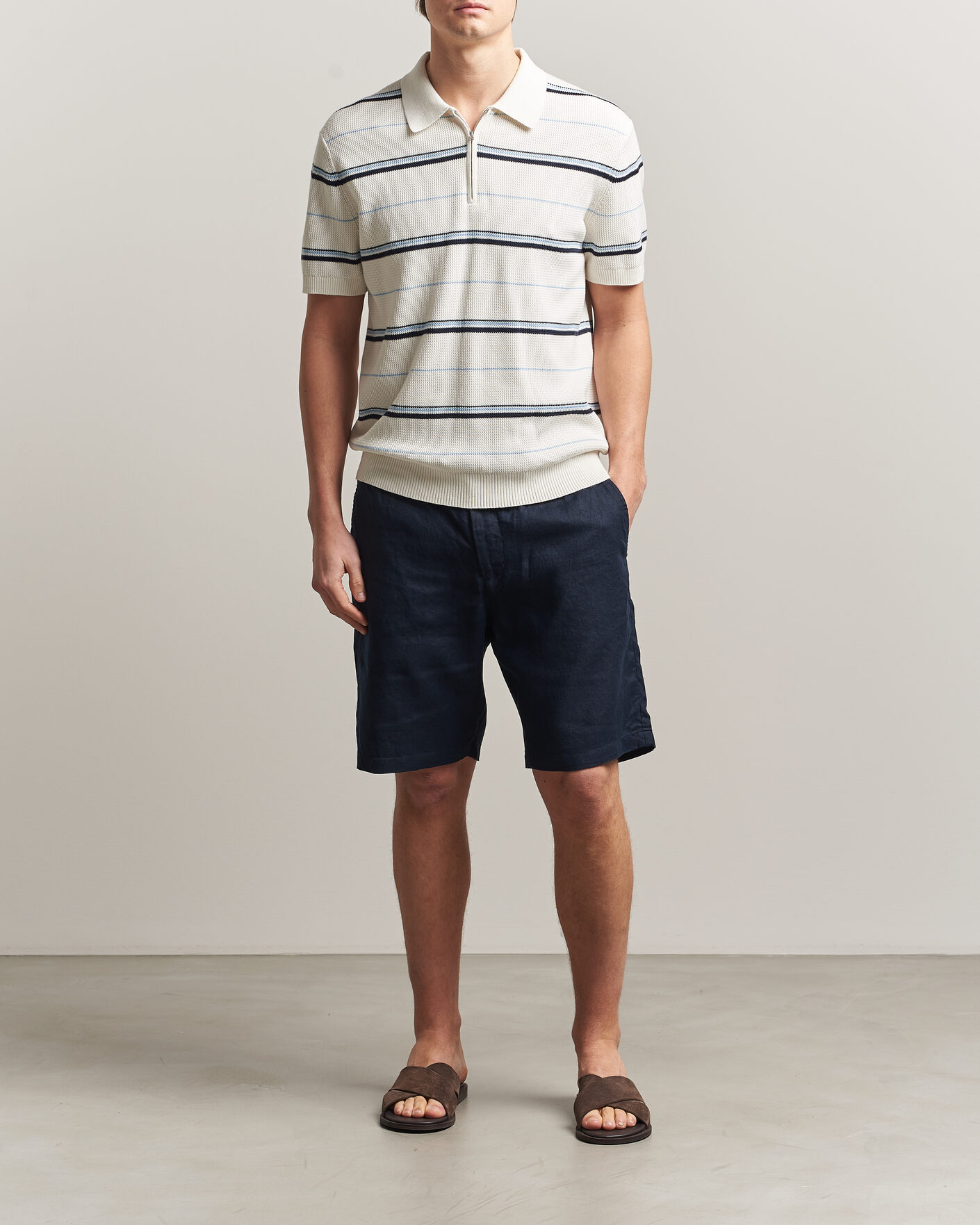 Heren | Korte broek | GANT | Regular Fit Linen Drawstring Shorts Evening Blue