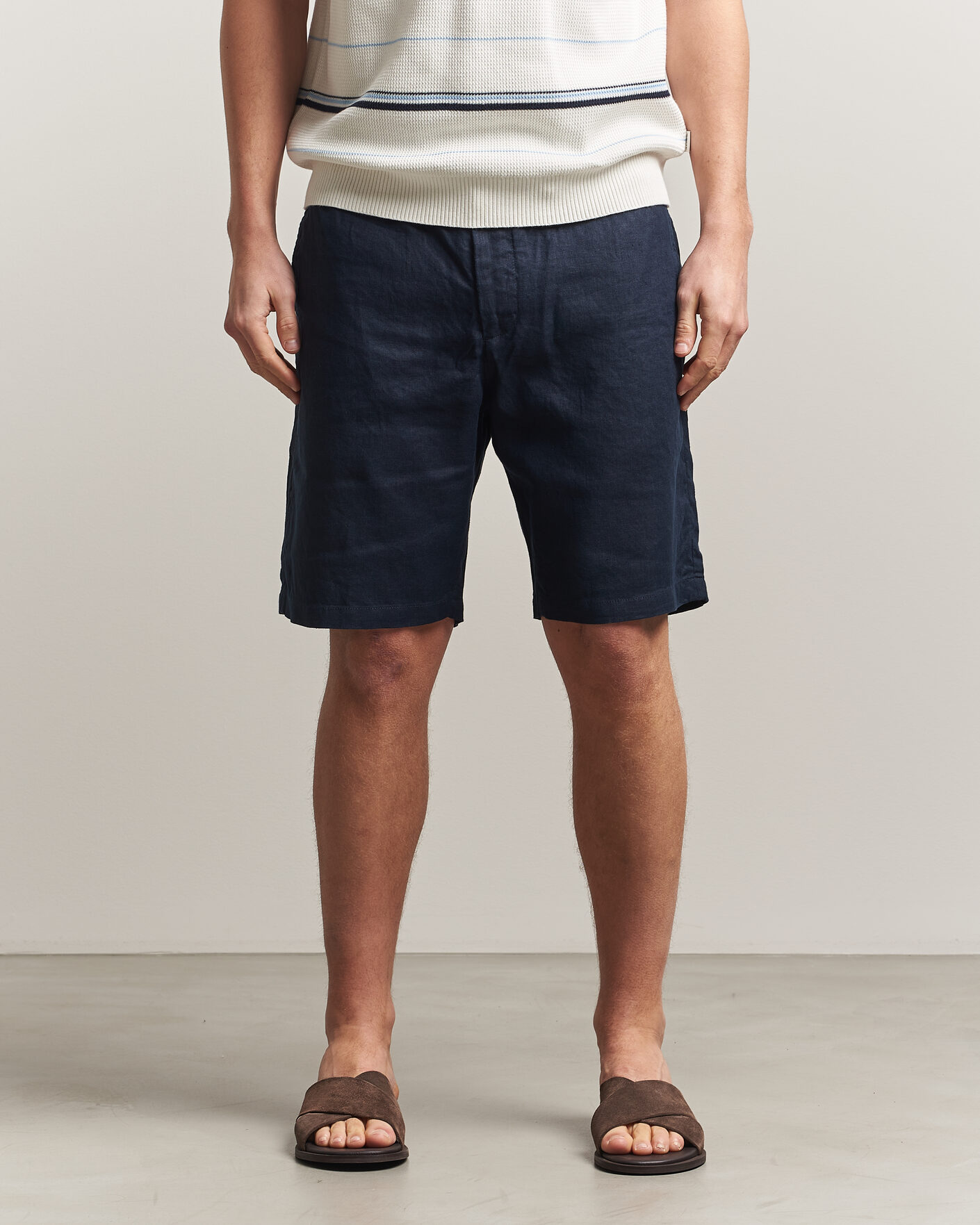 Heren | Korte broek | GANT | Regular Fit Linen Drawstring Shorts Evening Blue