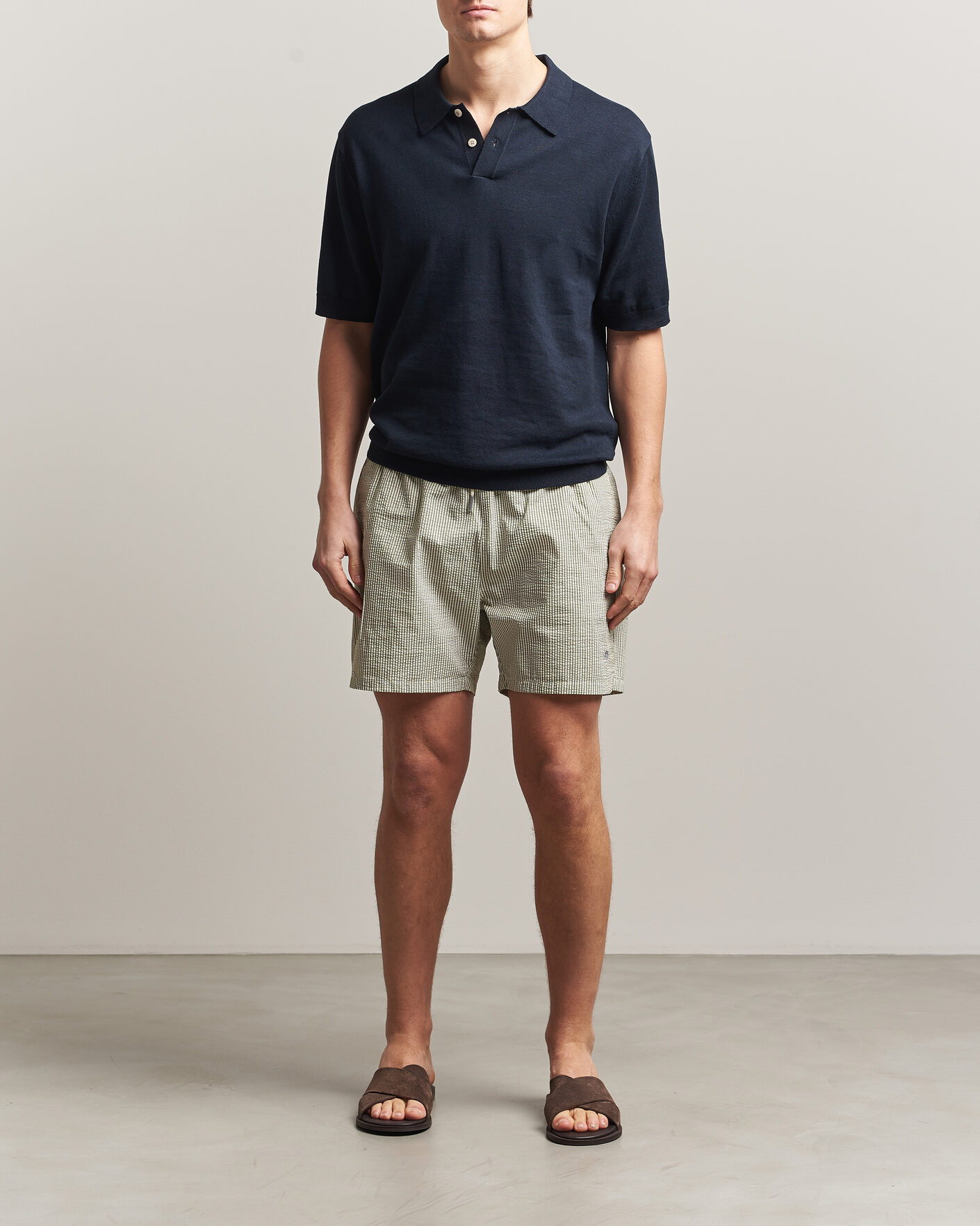 Homme | Maillots De Bain | Gant | Seersucker Striped Swimshorts Dry Herb Green