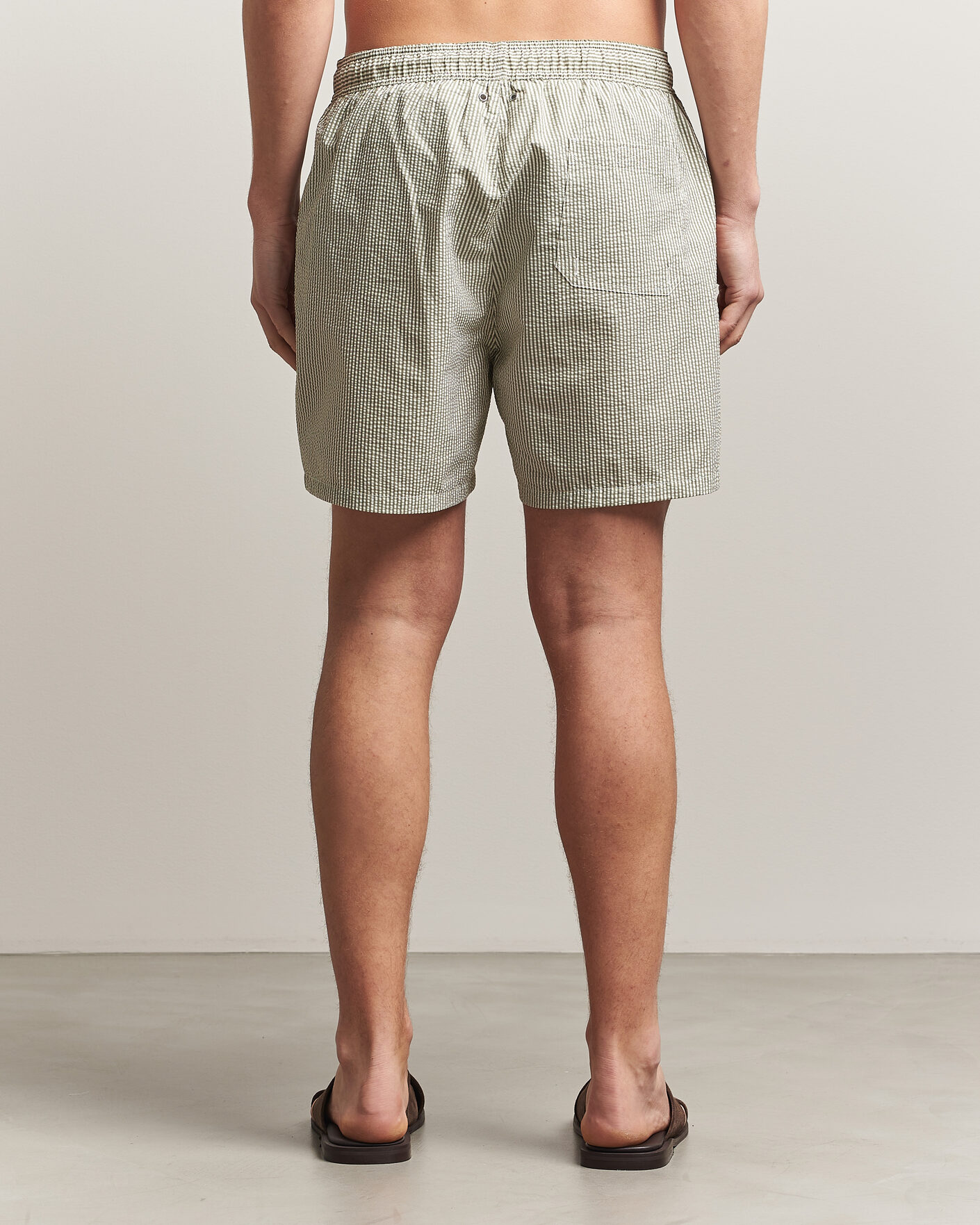 Homme | Maillots De Bain | Gant | Seersucker Striped Swimshorts Dry Herb Green