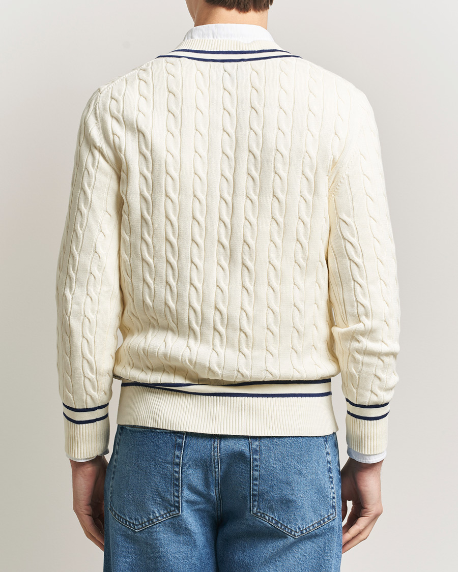 Homme | Pulls Et Tricots | Gant | Cotton Cable Cricket Sweater Cream