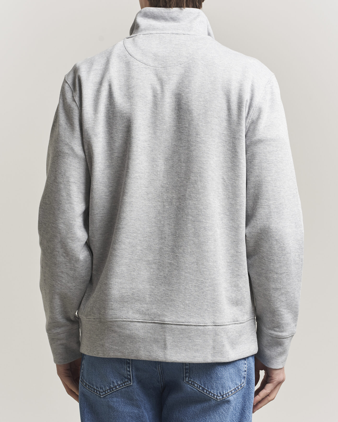 Heren | Truien | Gant | Light Sacker Rib Half Zip Grey Melange