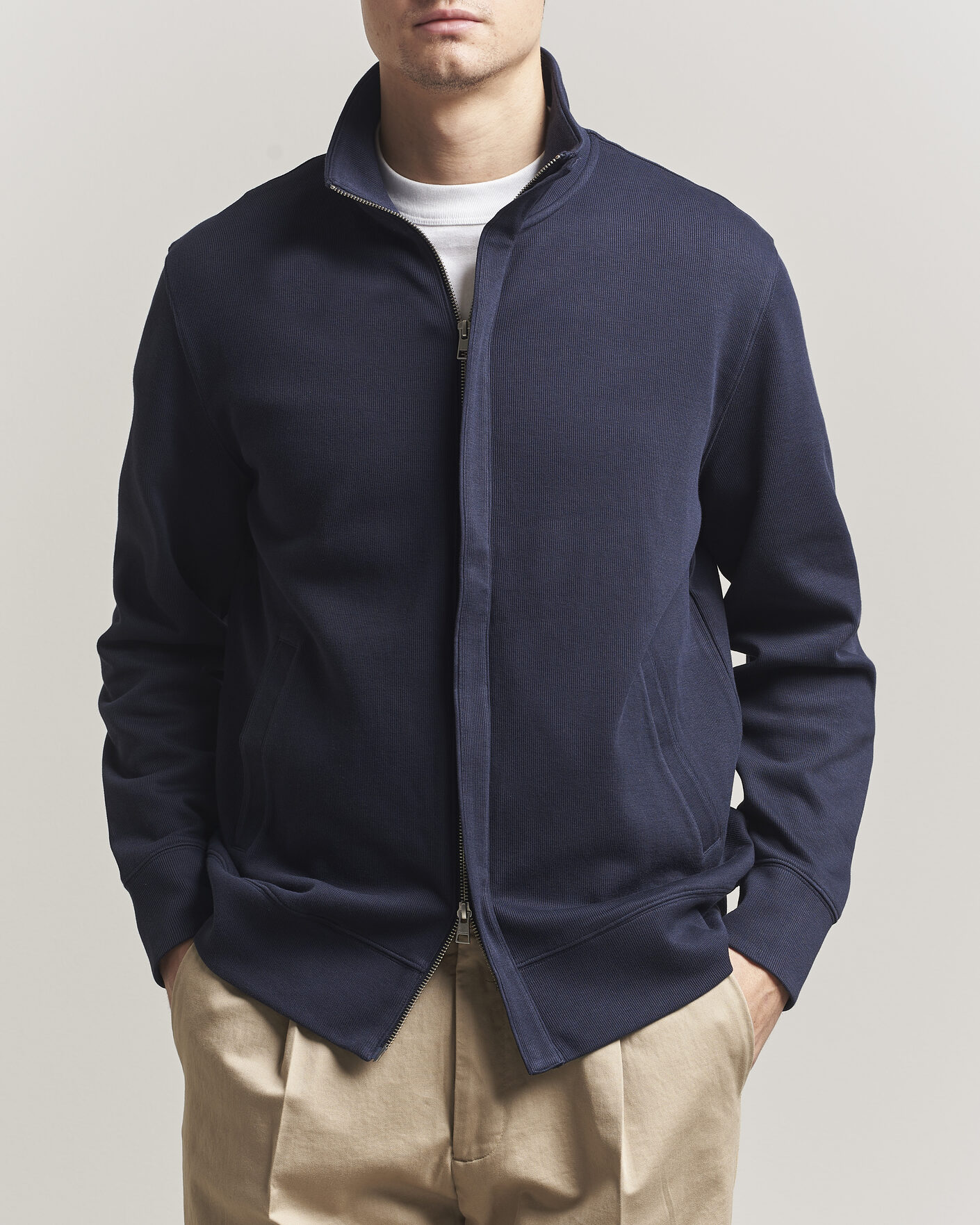 Heren | Truien | Gant | Light Sacker Rib Full Zip Evening Blue