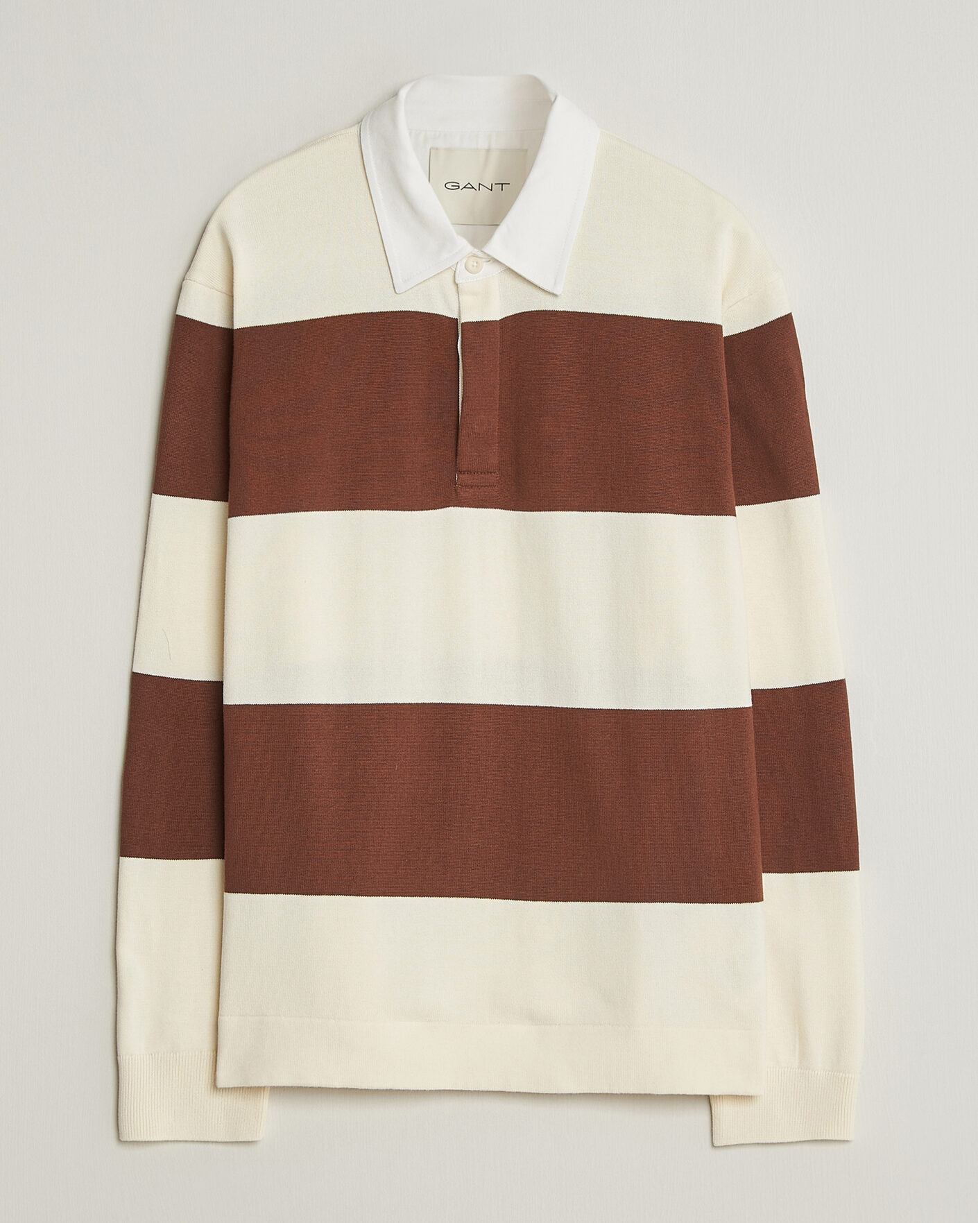 Heren | Truien | GANT | Barstriped Knitted Rugger Cream/Brown