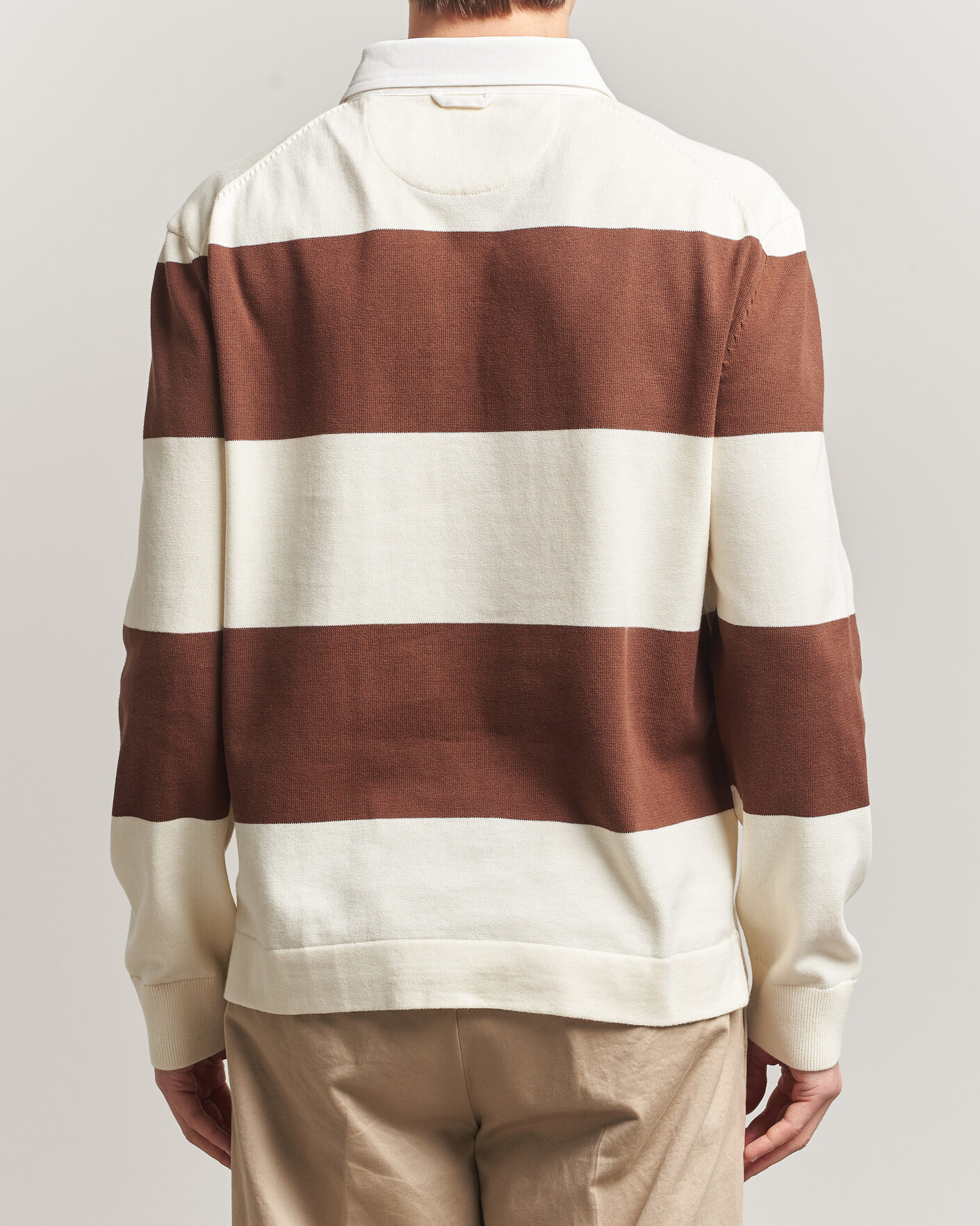 Heren | Truien | Gant | Barstriped Knitted Rugger Cream/Brown