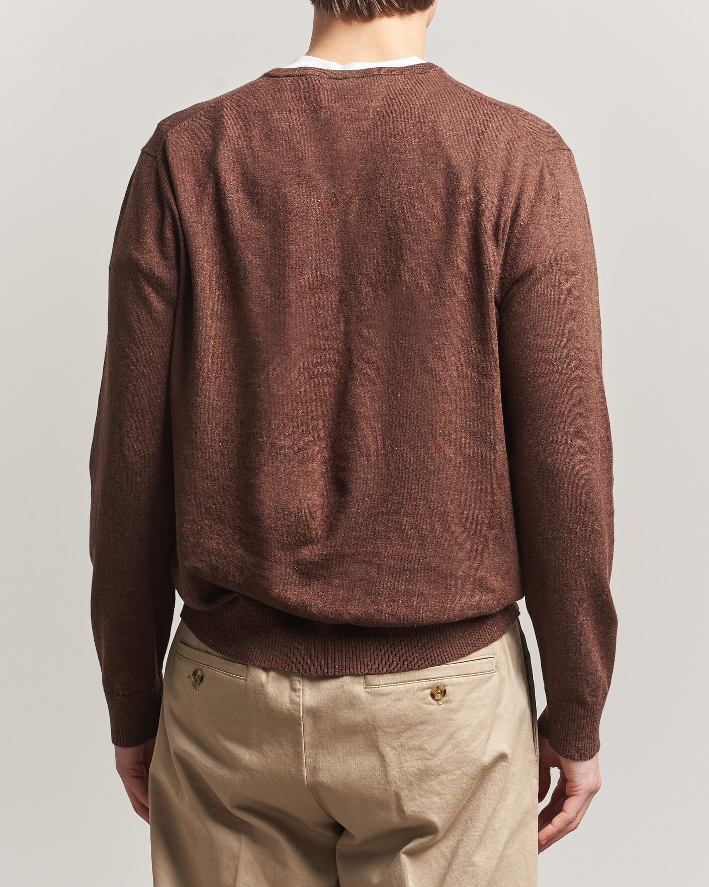 Heren | Truien | Gant | Cotton/Linen Slub Knitted Sweater Hazelnut Melange
