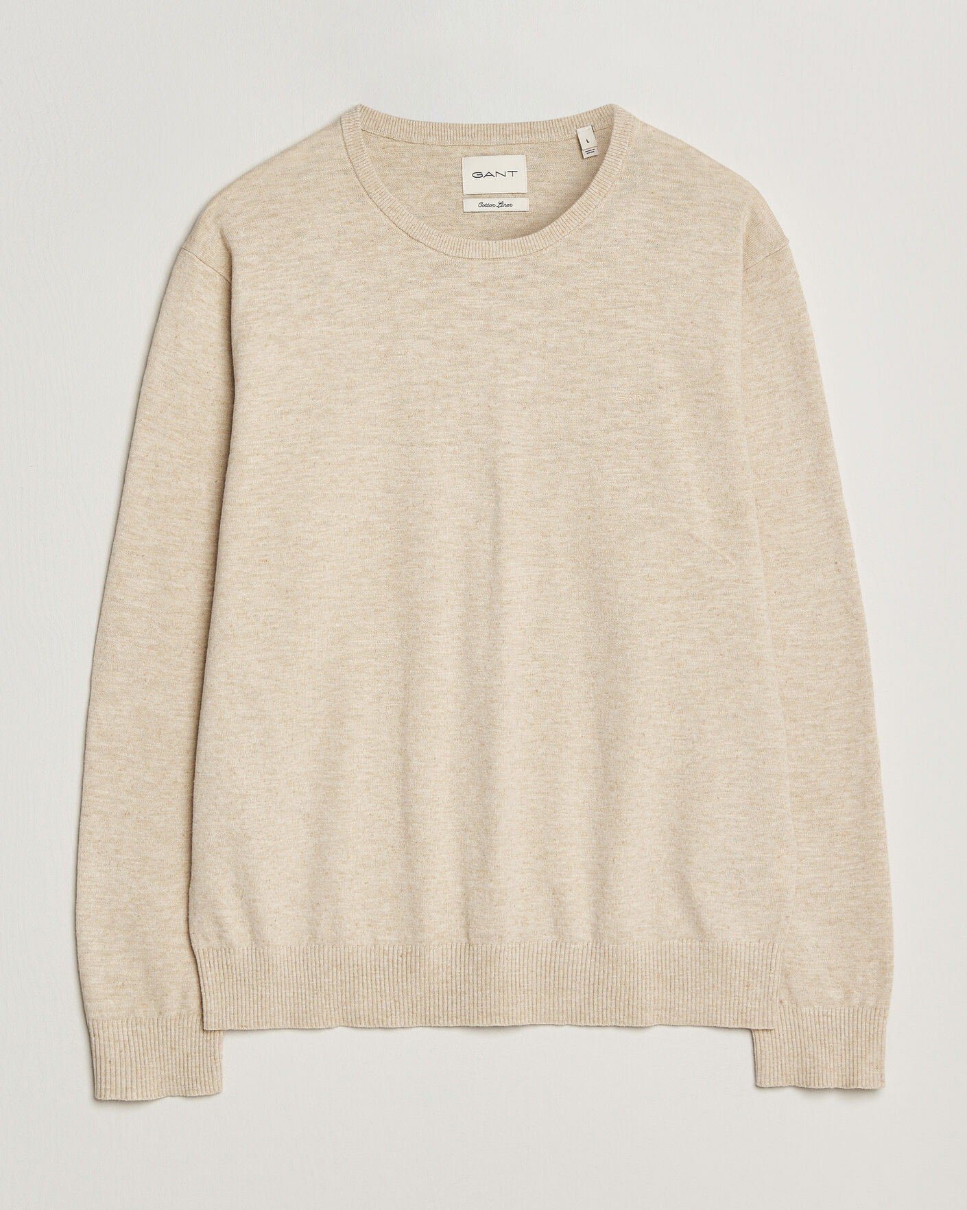 Heren | Truien | GANT | Cotton/Linen Slub Knitted Sweater Seed Melange