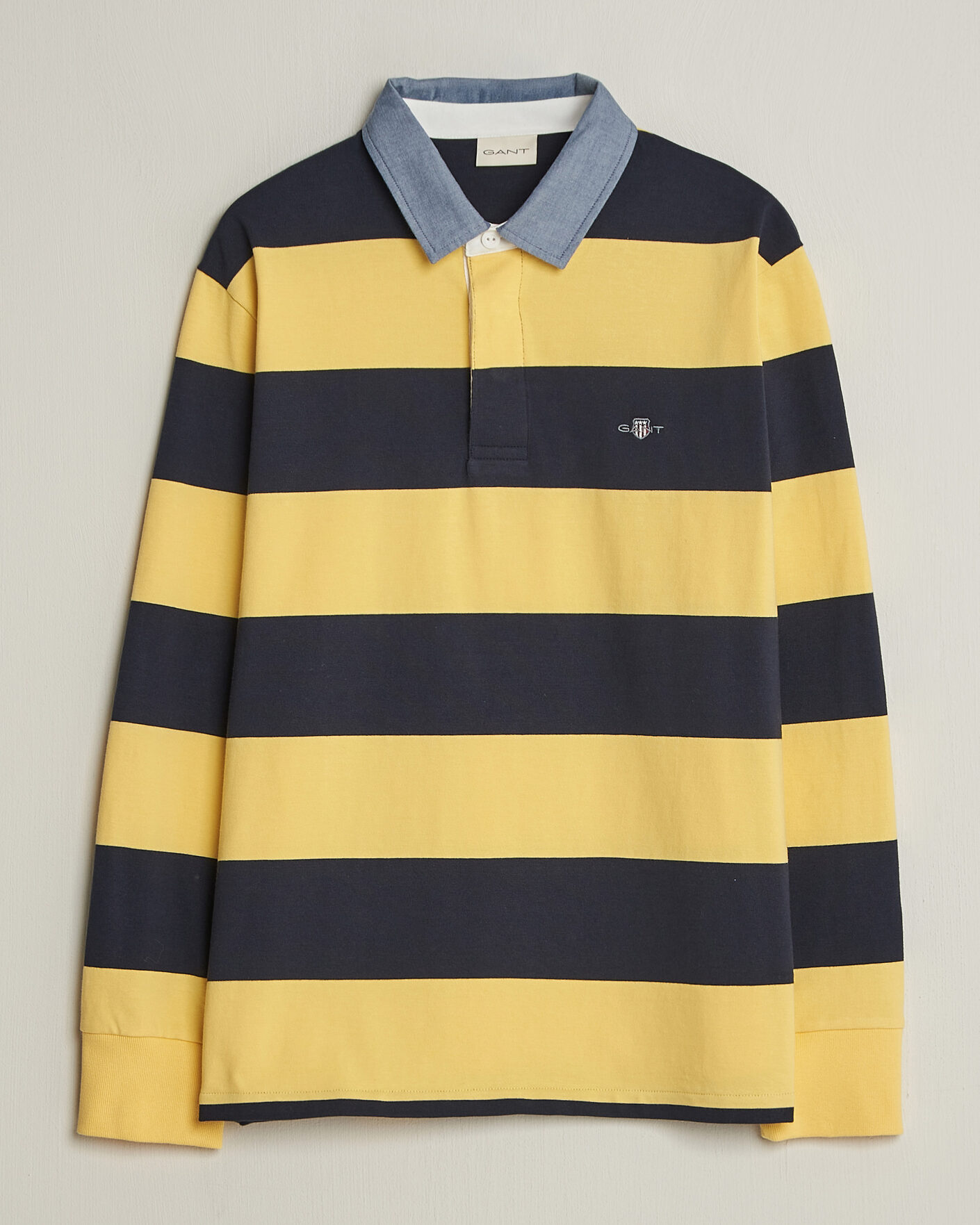 Homme | Pulls Et Tricots | GANT | Chambray Striped Heavy Rugger Banana Yellow
