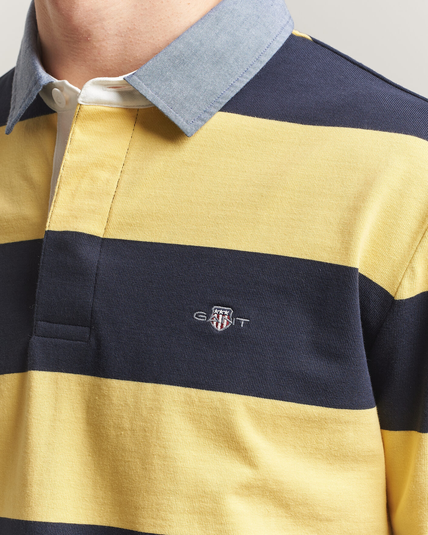 Homme | Pulls Et Tricots | GANT | Chambray Striped Heavy Rugger Banana Yellow