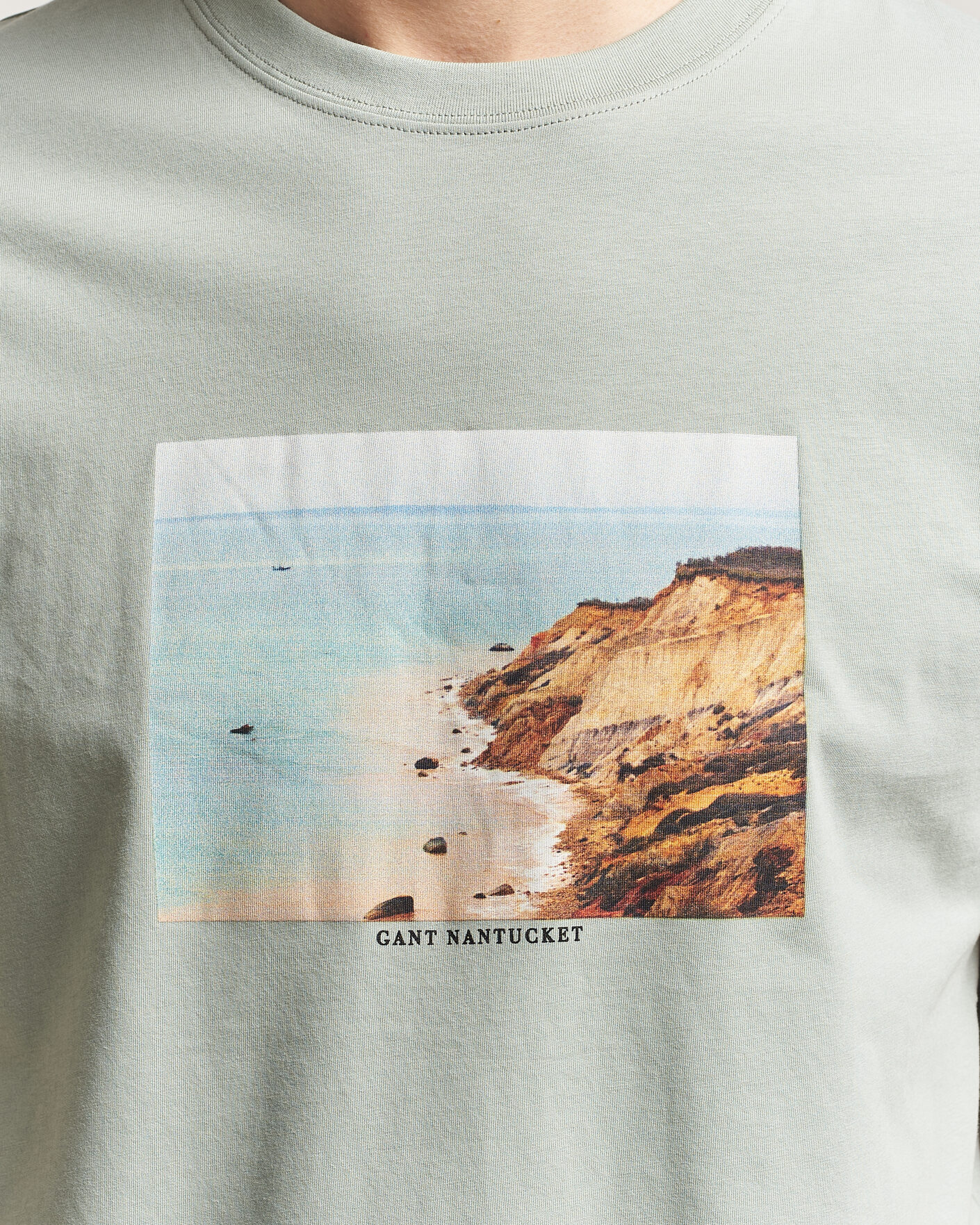 Homme | T-shirts | Gant | Scenery Graphic Crew Neck T-Shirt Ceramic Grey