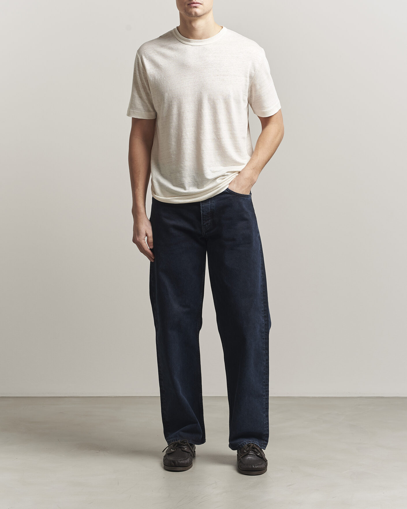 Homme | T-shirts | Gant | Linen T-Shirt Creamed White