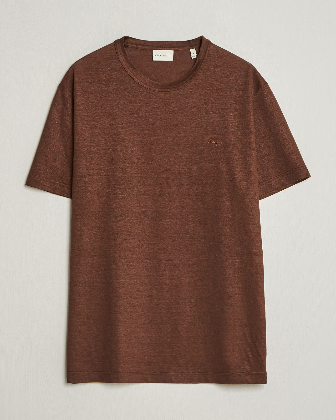 Homme | T-shirts | Gant | Linen T-Shirt Mahogany Brown