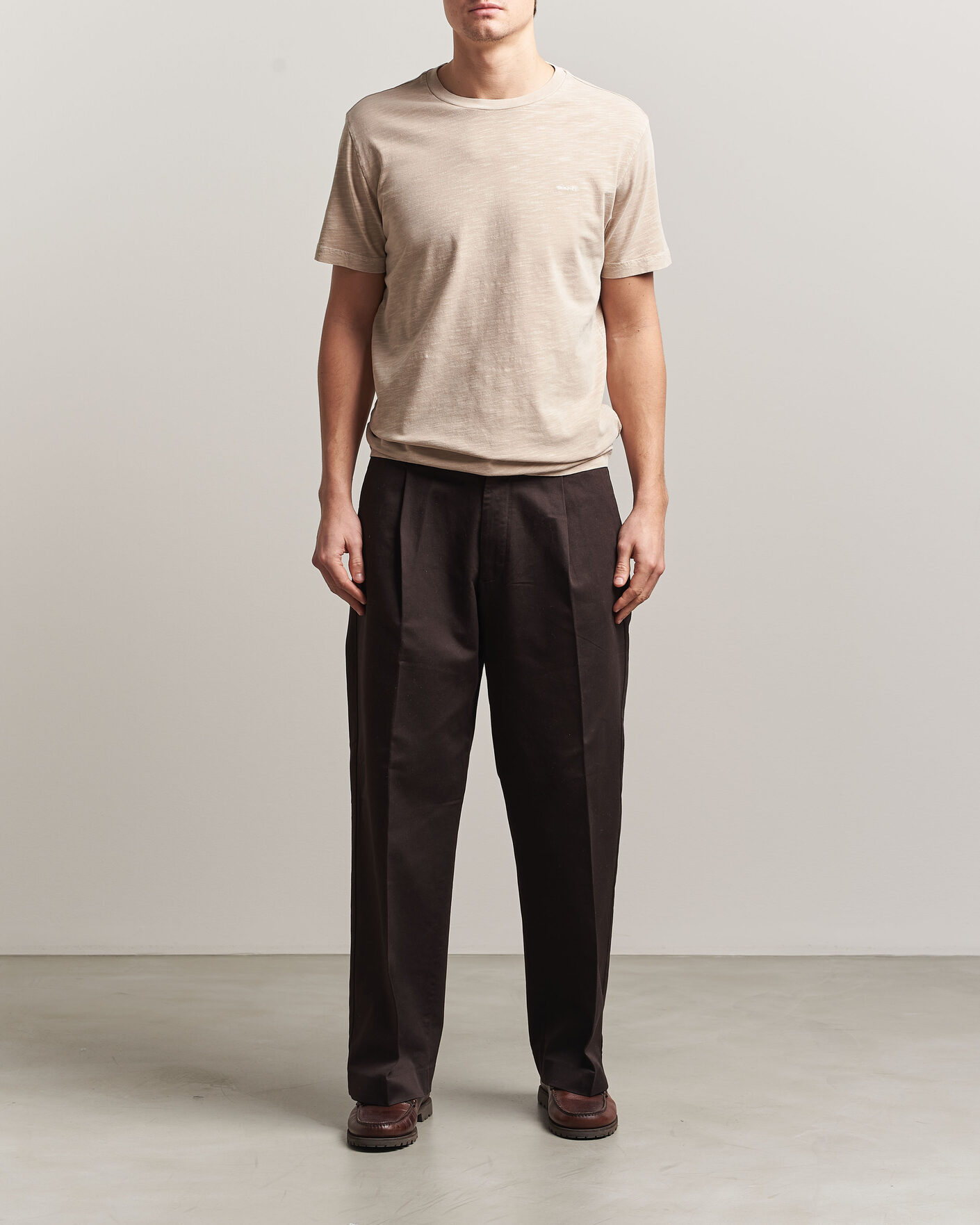 Homme | T-shirts | Gant | Washed Slub T-Shirt Oat Beige