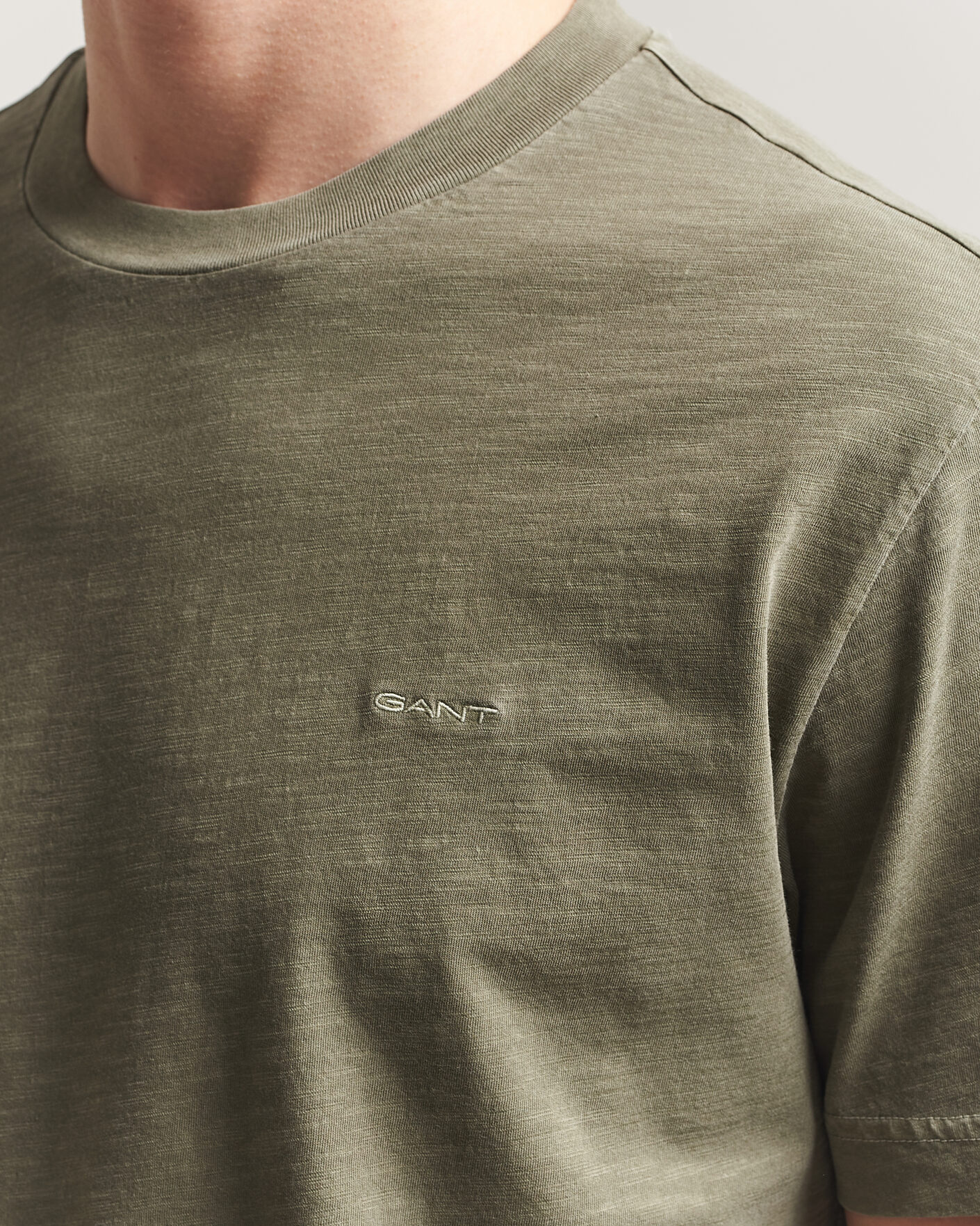 Heren | T-shirts | Gant | Washed Slub T-Shirt Dry Herb Green