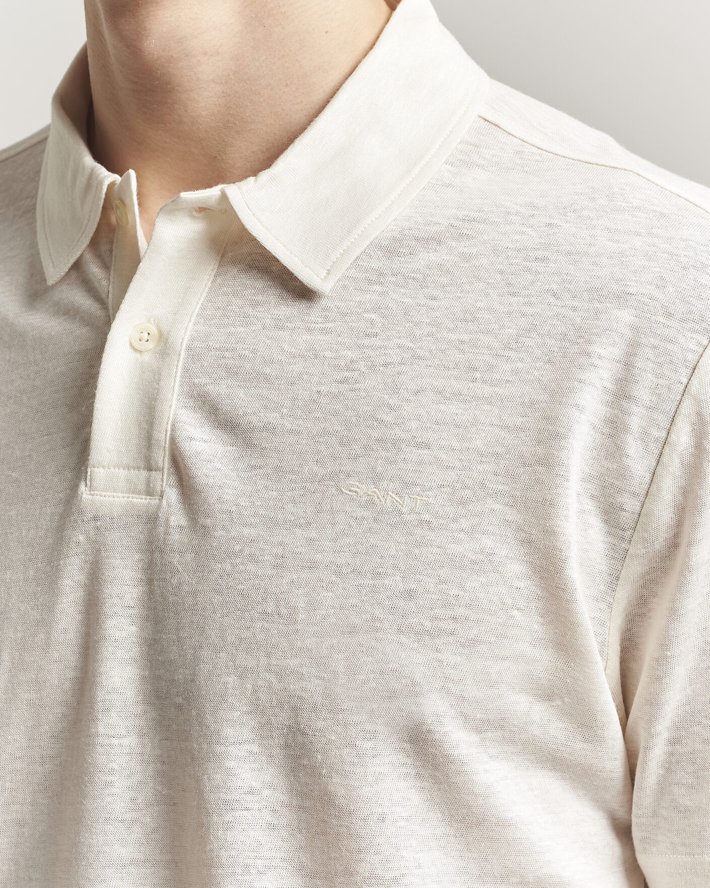Homme | Polos | Gant | Linen Polo Creamed White