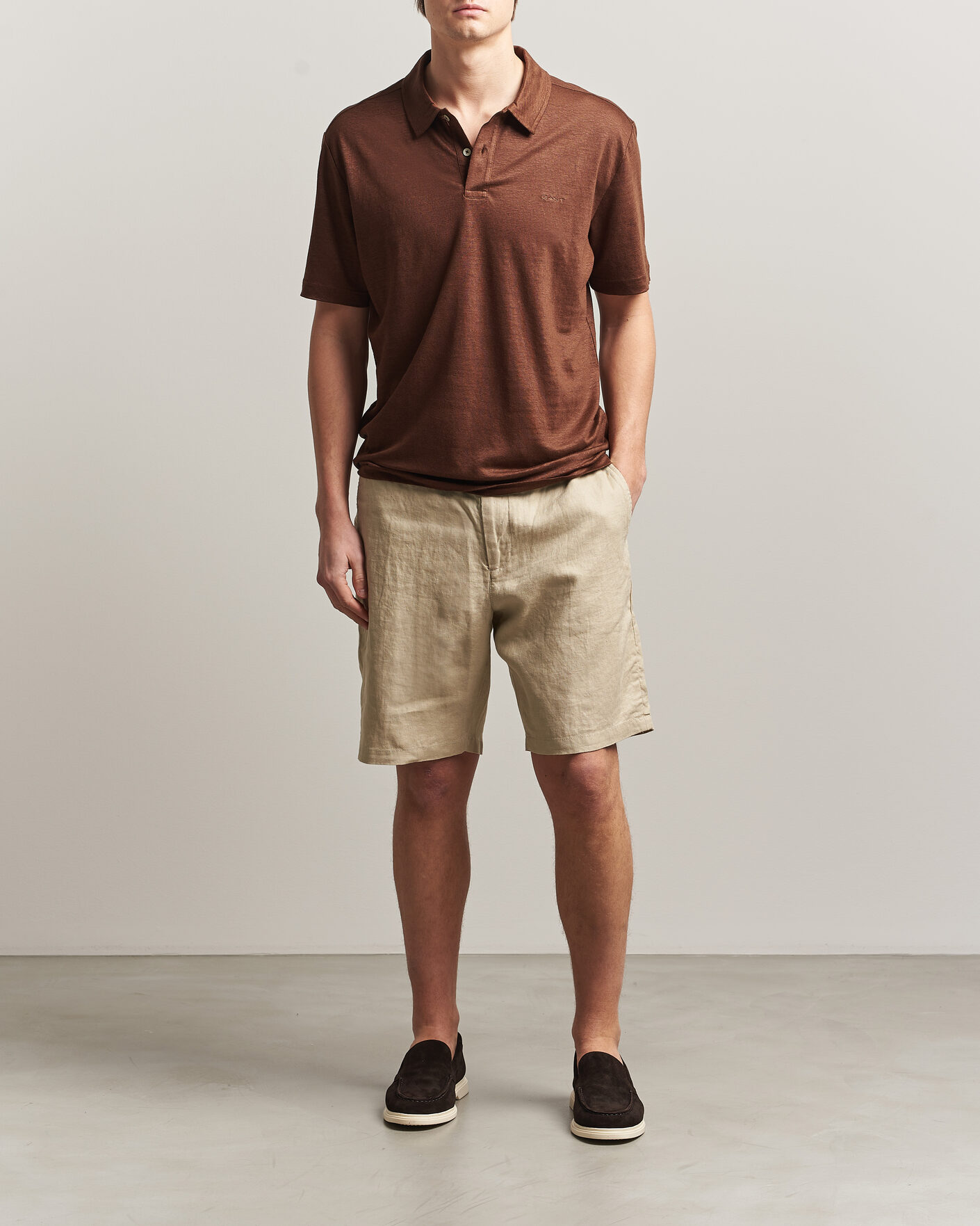Heren | Polo's | GANT | Linen Polo Mahogany Brown
