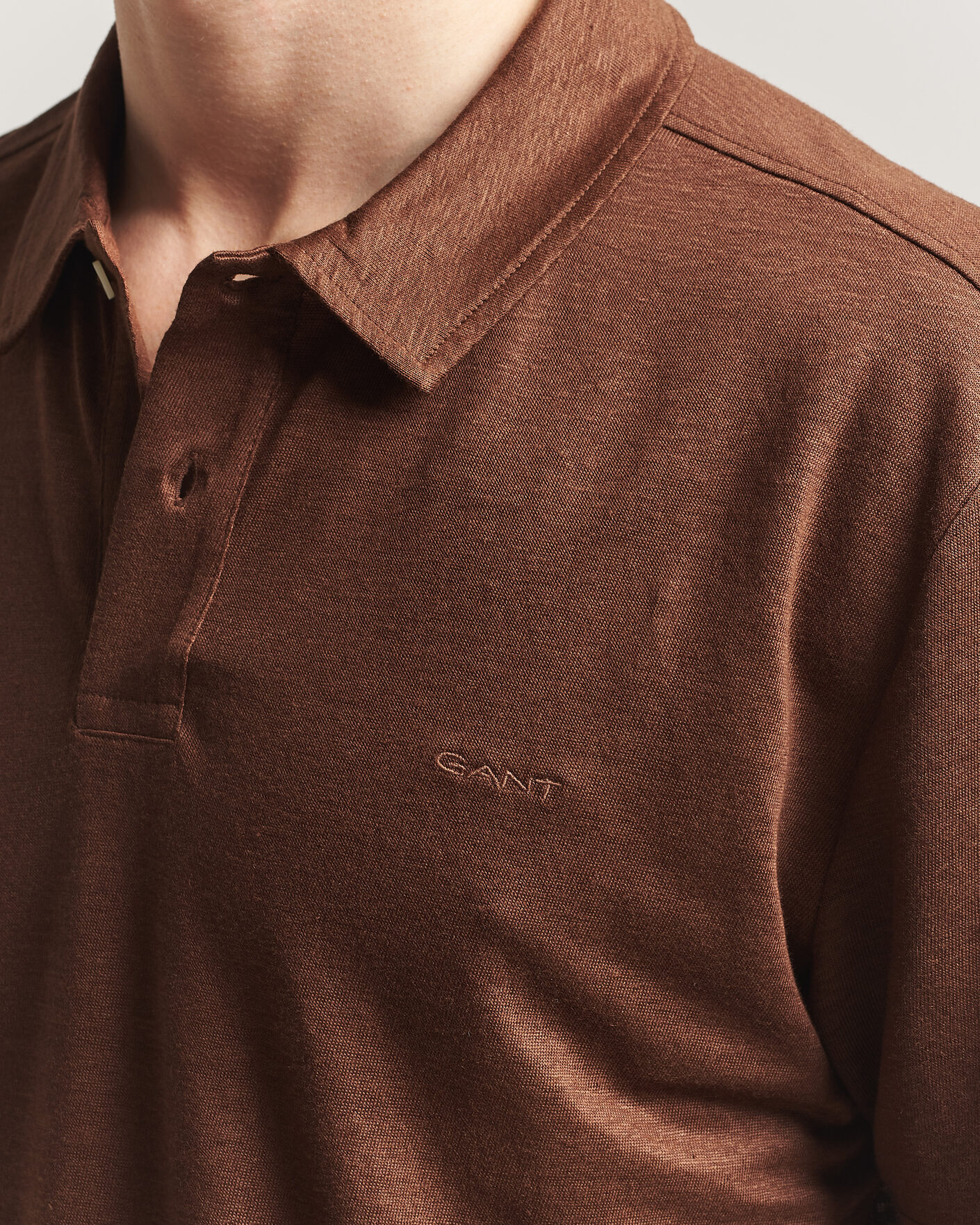 Heren | Polo's | GANT | Linen Polo Mahogany Brown