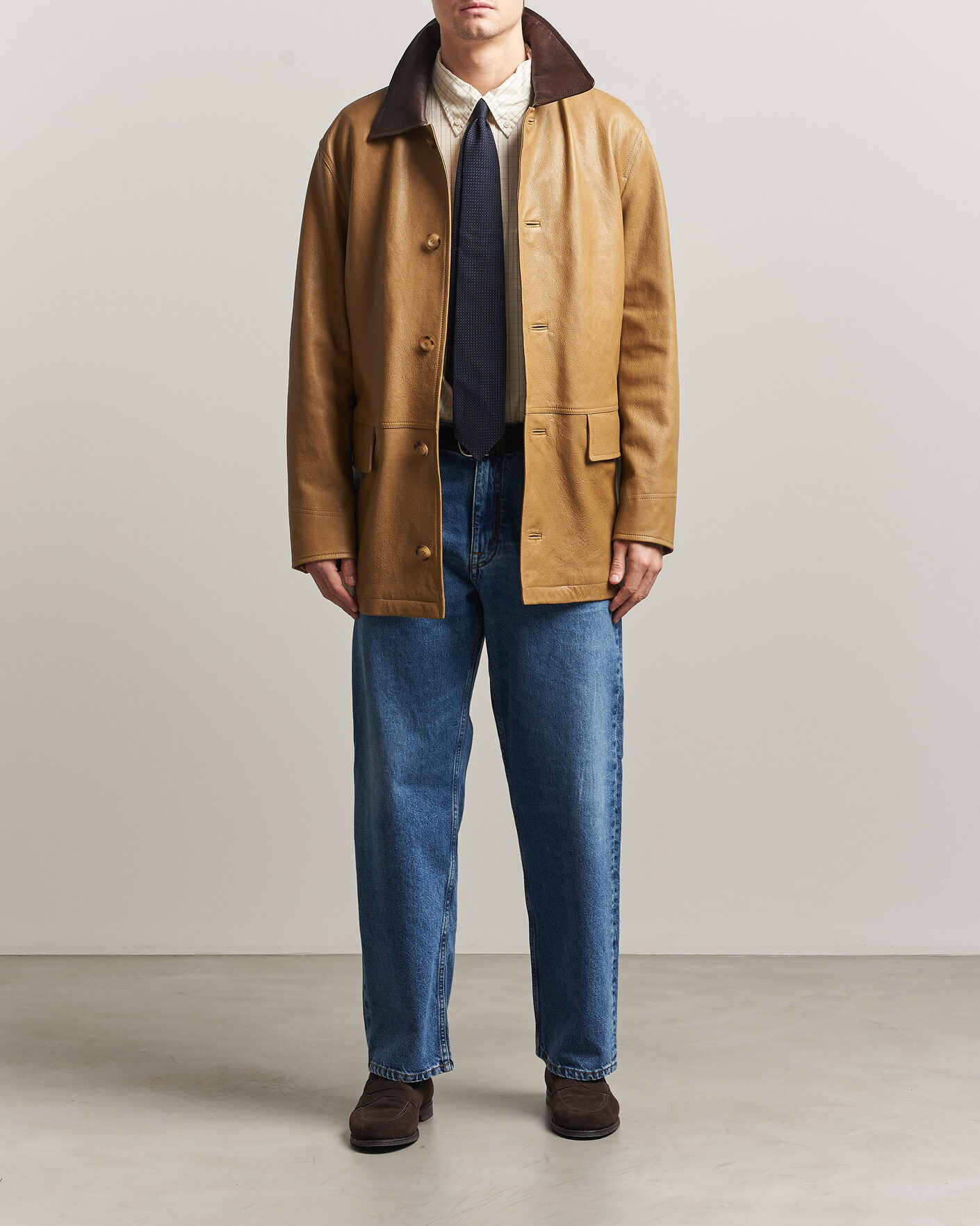 Homme | Manteaux Et Vestes | GANT | Leather Decker Jacket Warm Khaki