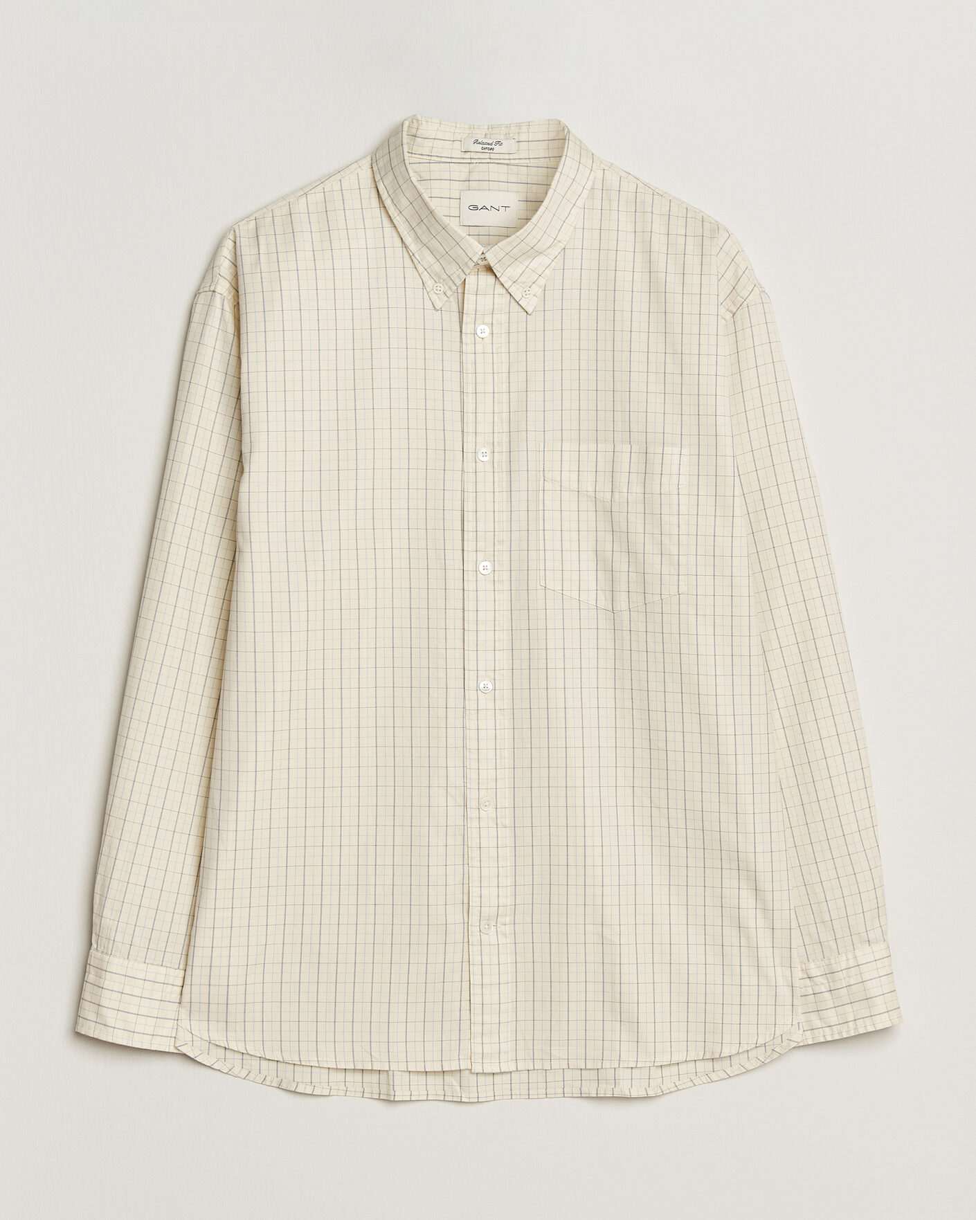 Homme | Chemises | GANT | Relaxed Fit Dreamy Oxford Checked Shirt Creamed White