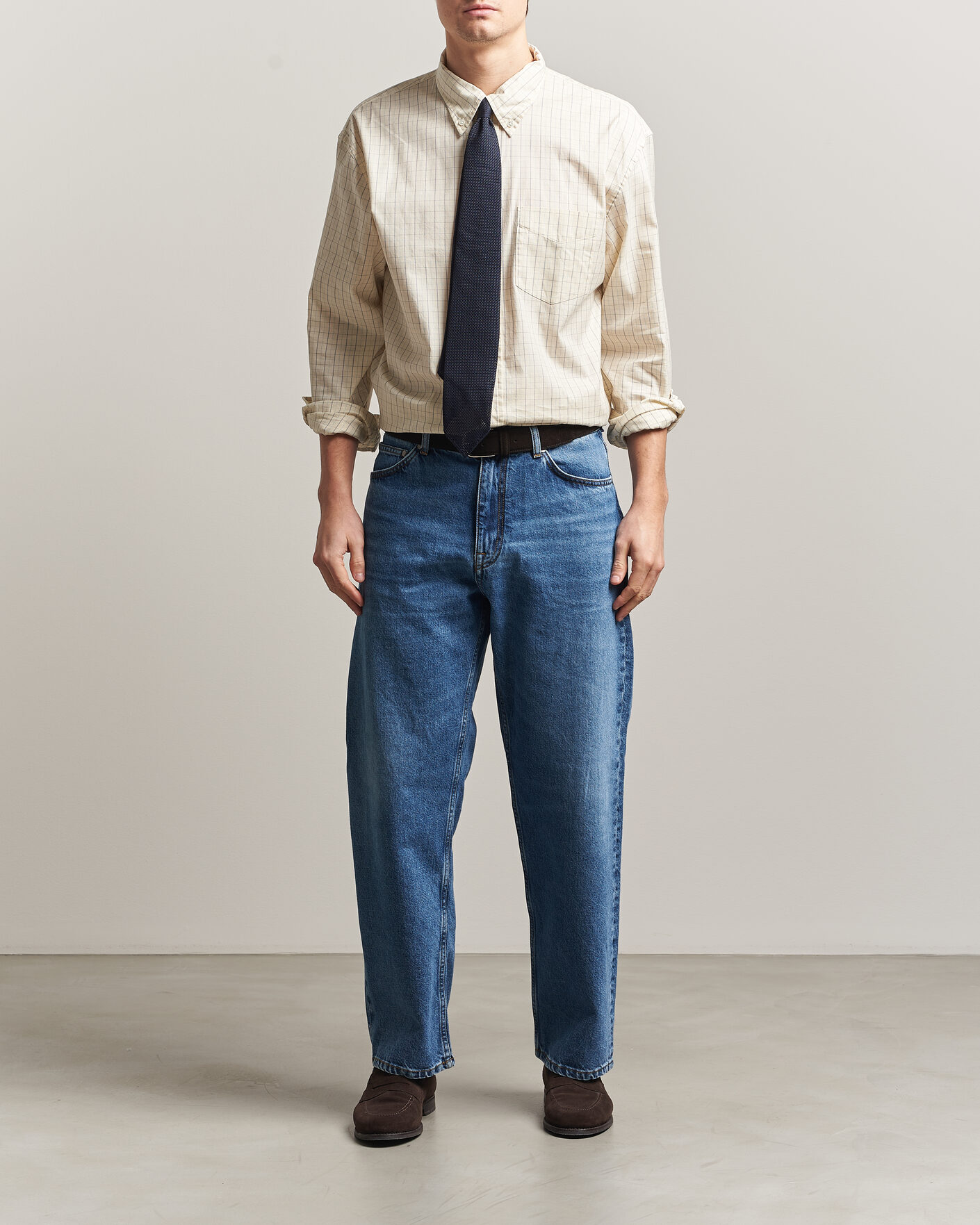 Homme | Chemises | GANT | Relaxed Fit Dreamy Oxford Checked Shirt Creamed White