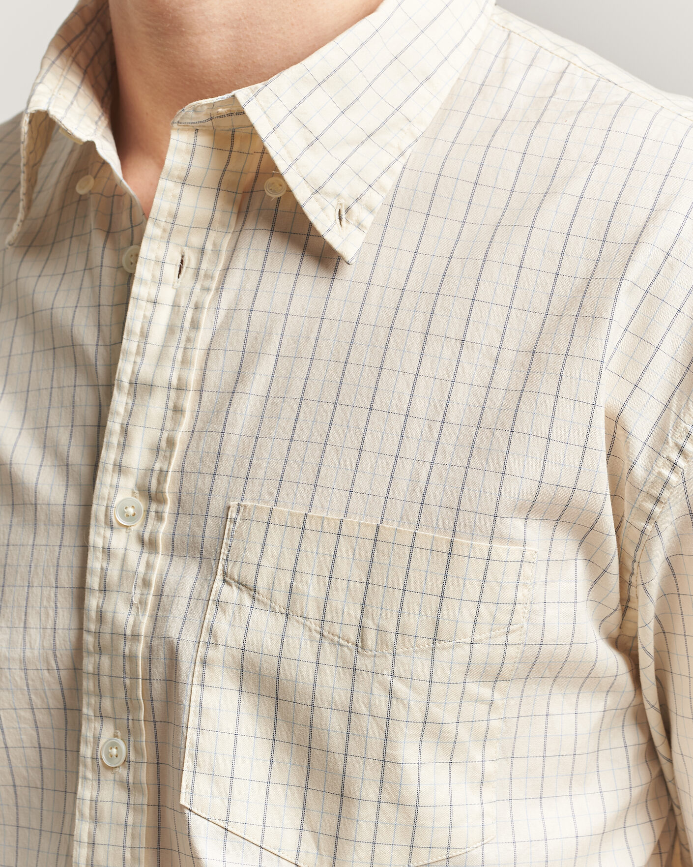 Homme | Chemises | Gant | Relaxed Fit Dreamy Oxford Checked Shirt Creamed White