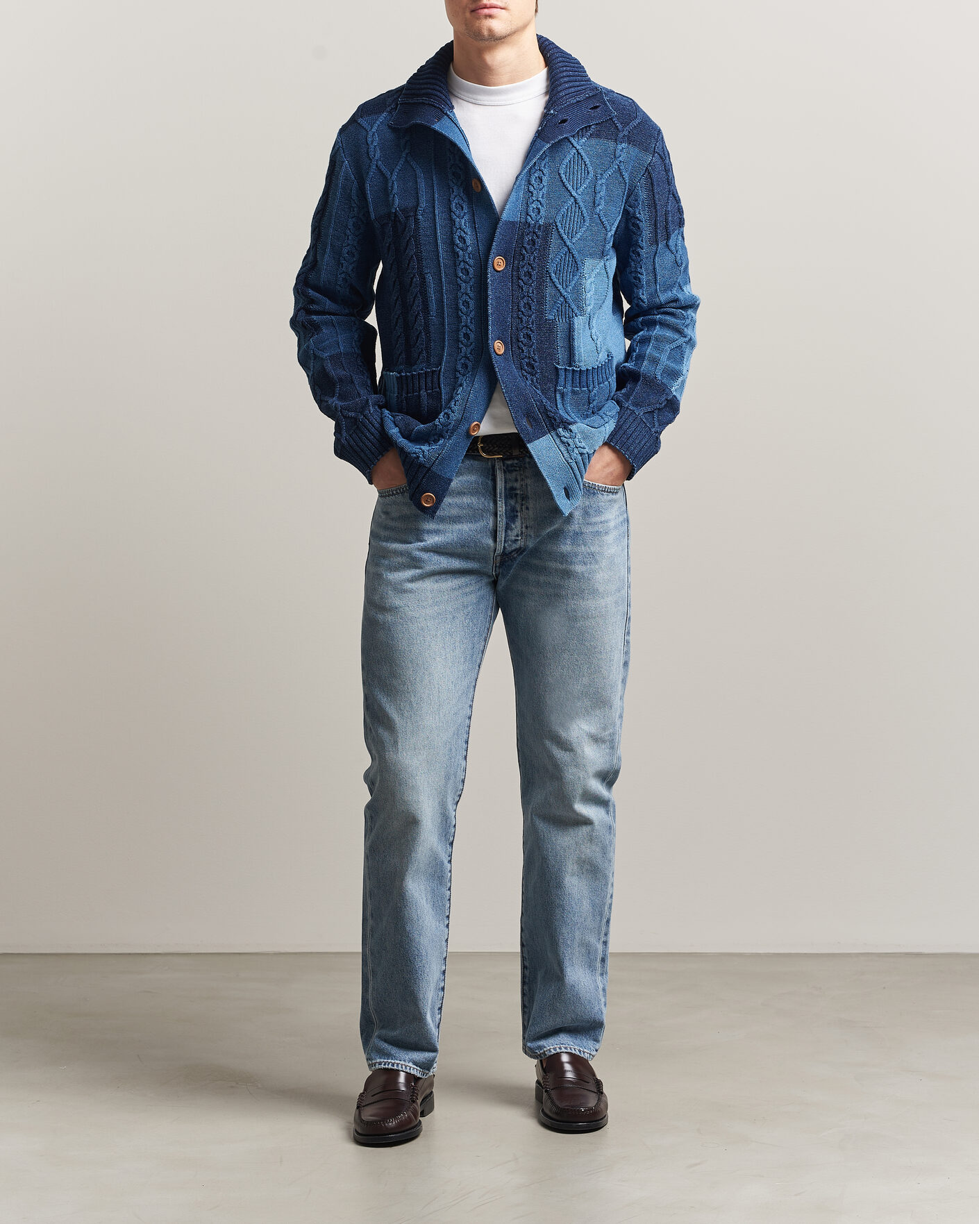 Heren | Truien | Gant | Indigo Cotton Cable Cardigan Rich Navy