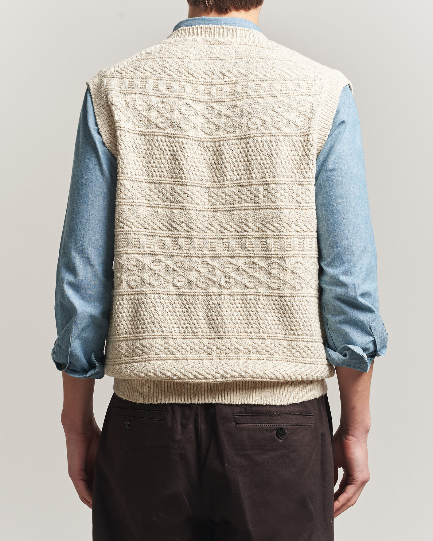 Homme | Pulls Et Tricots | Gant | Cotton/Linen Textured Vest Creamed White
