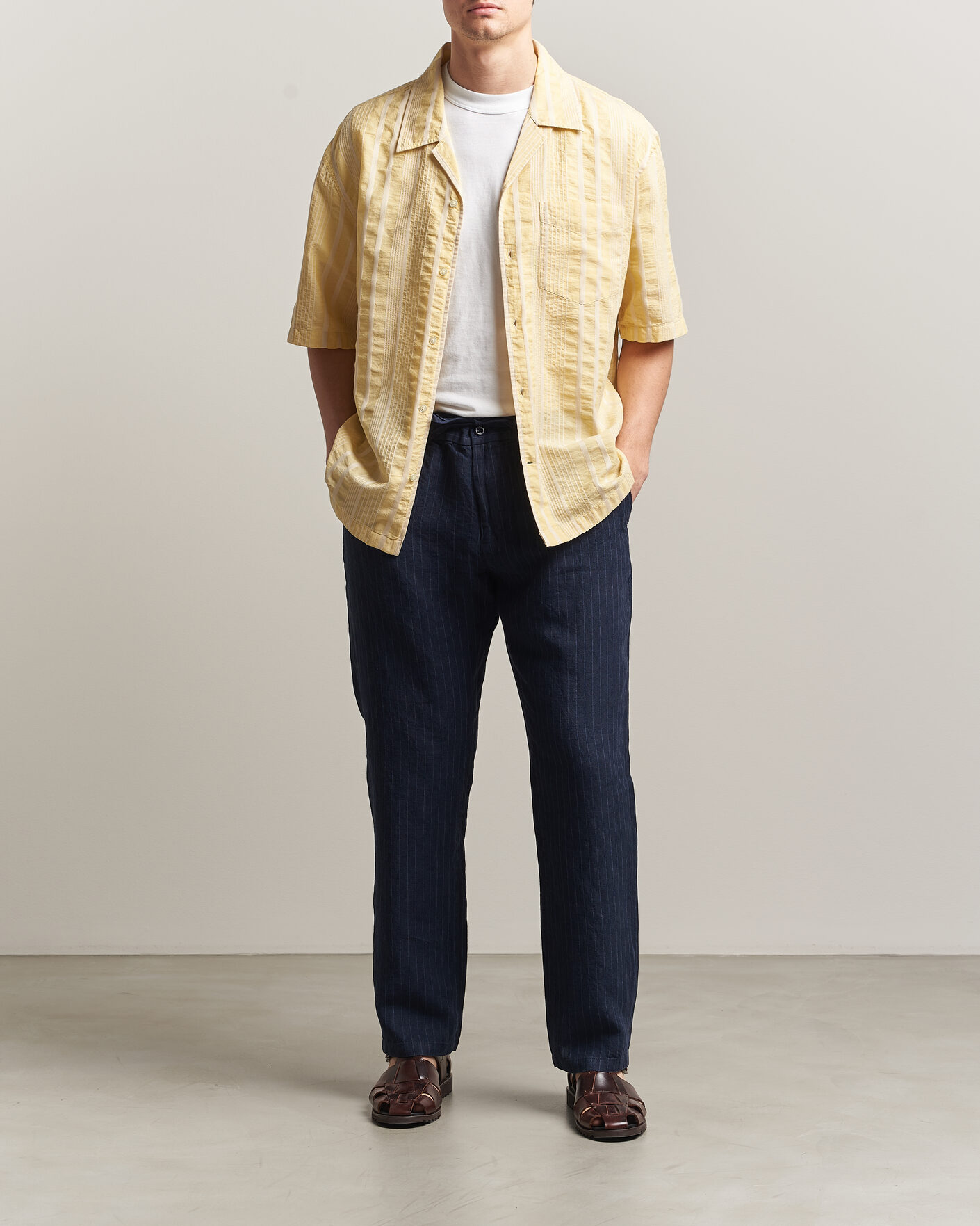 Heren | Overhemden | Gant | Relaxed Fit Seersucker Camp Collar Shirt Light Mustard Yellow