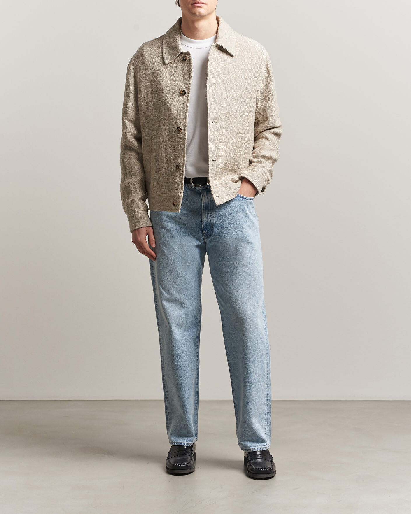 Homme | Manteaux Et Vestes | Gant | Washed Linen Jacket Light Taupe
