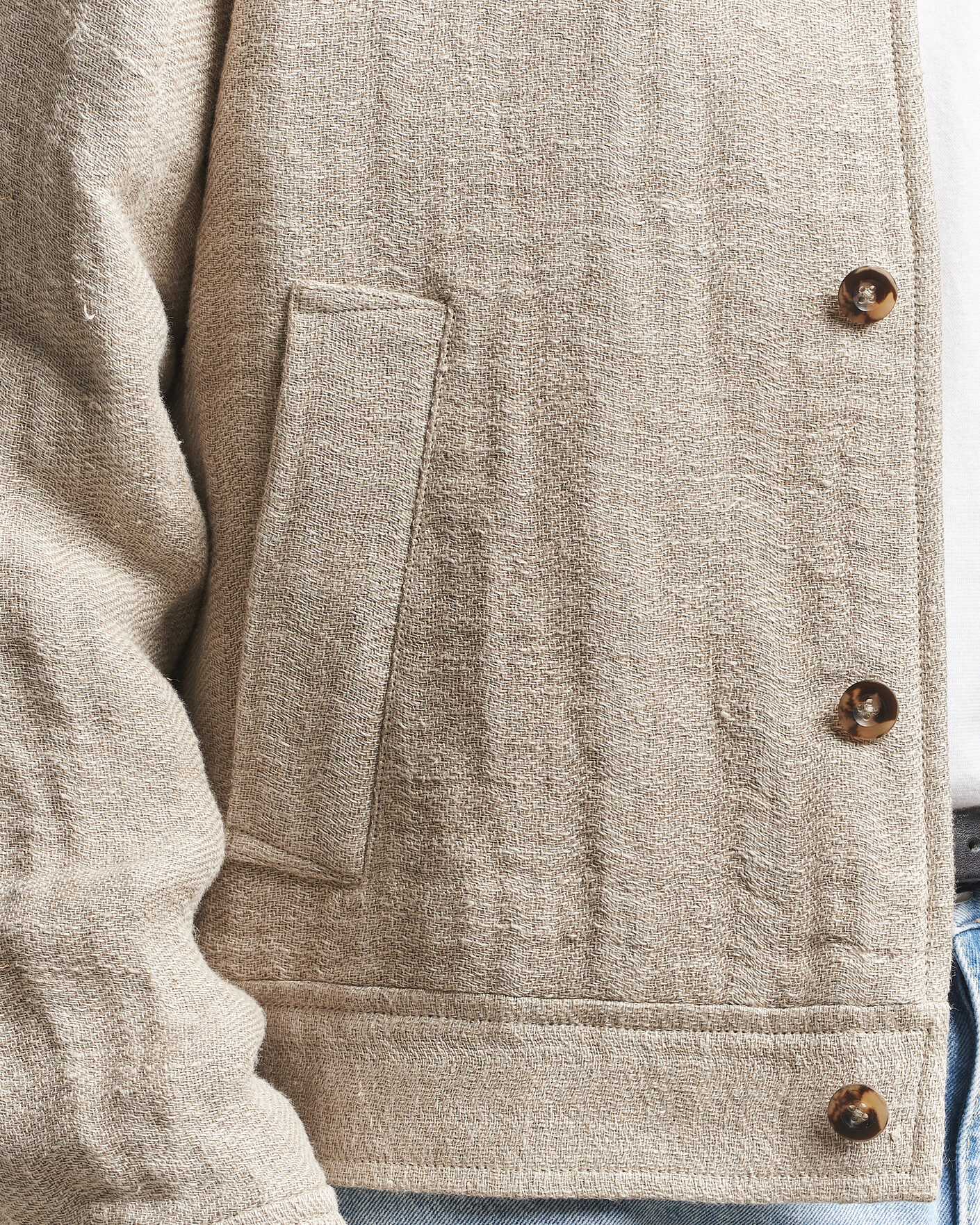 Homme | Manteaux Et Vestes | Gant | Washed Linen Jacket Light Taupe