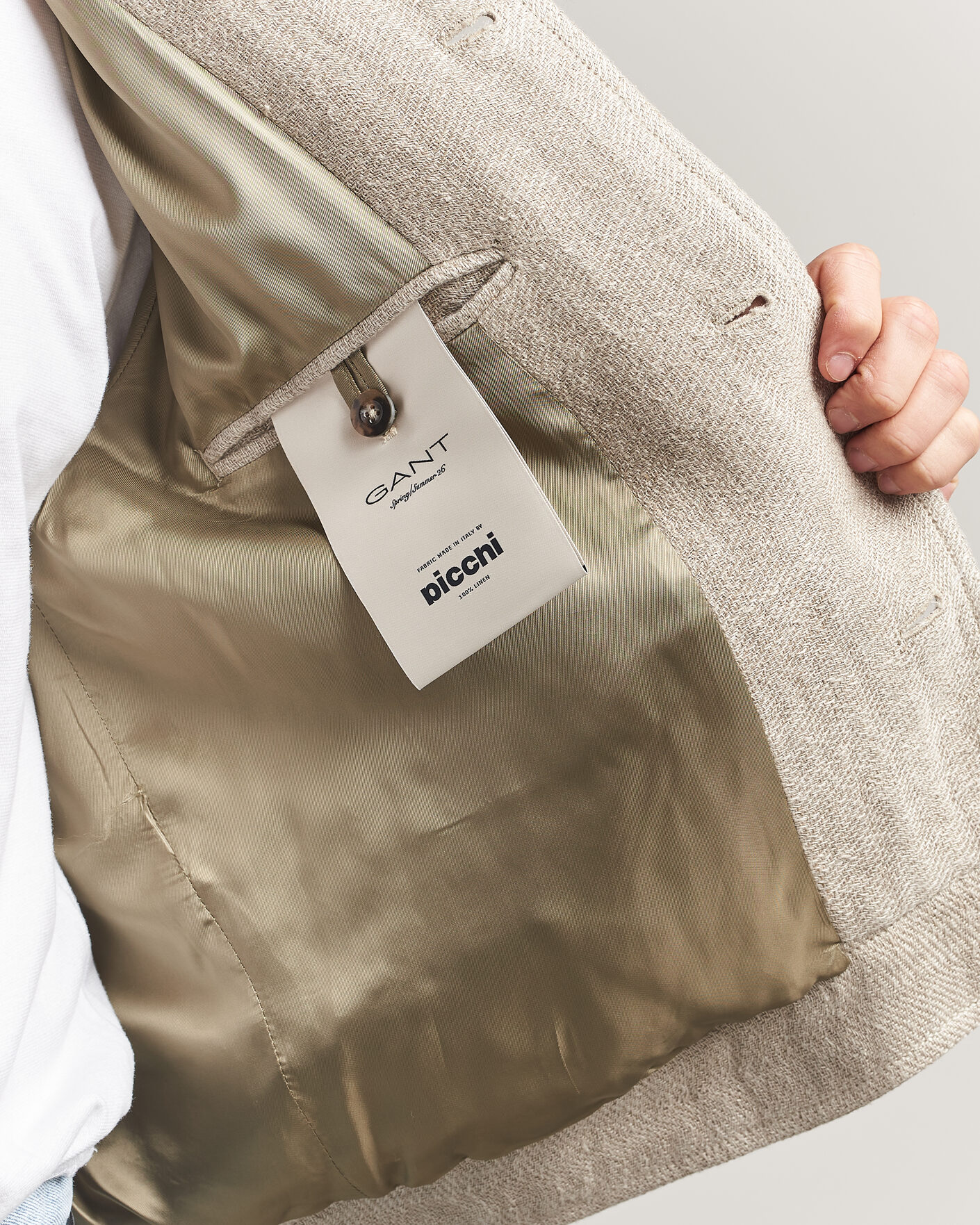 Homme | Manteaux Et Vestes | Gant | Washed Linen Jacket Light Taupe