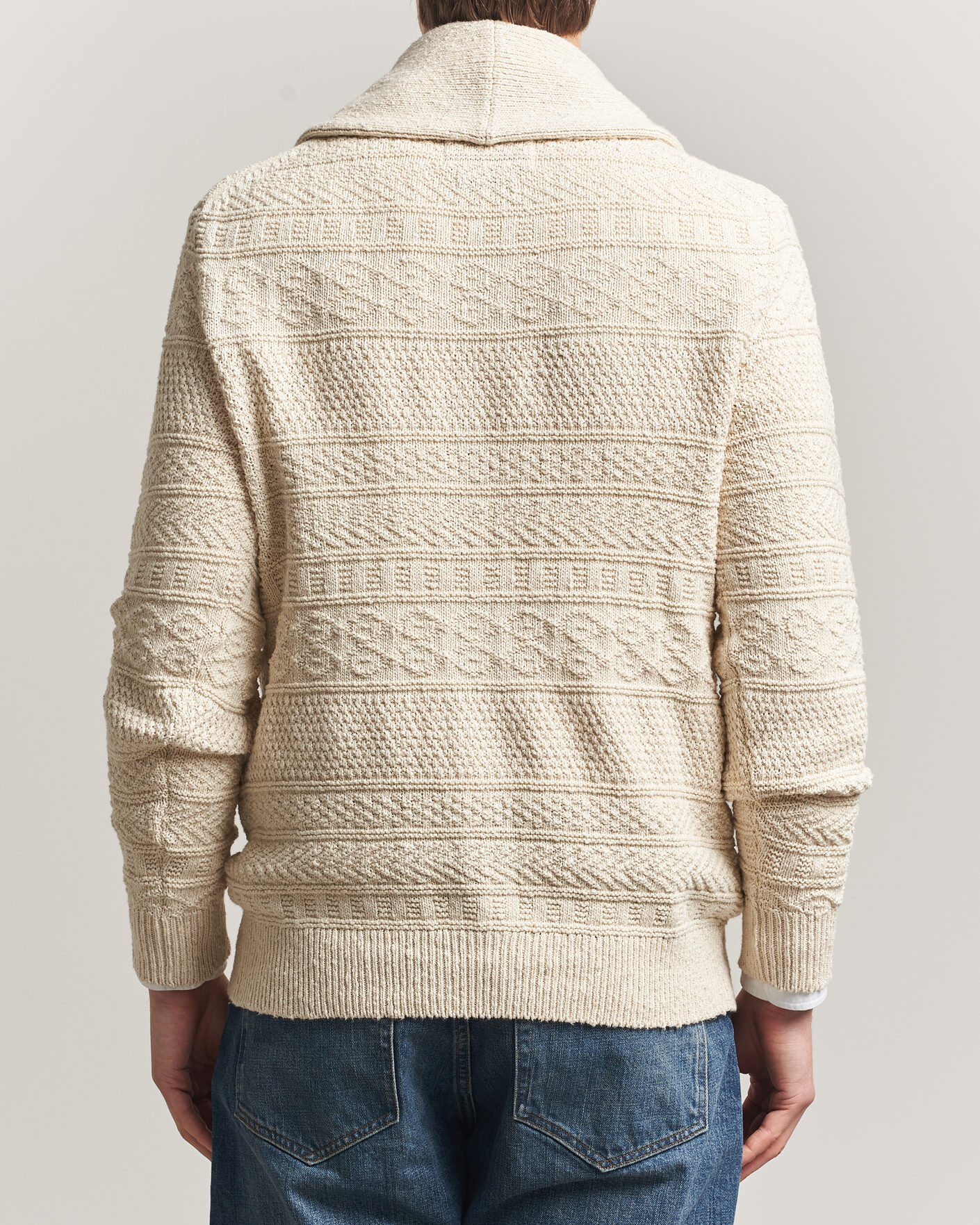 Heren | Truien | GANT | Cotton/Linen Textured Cardigan Creamed White
