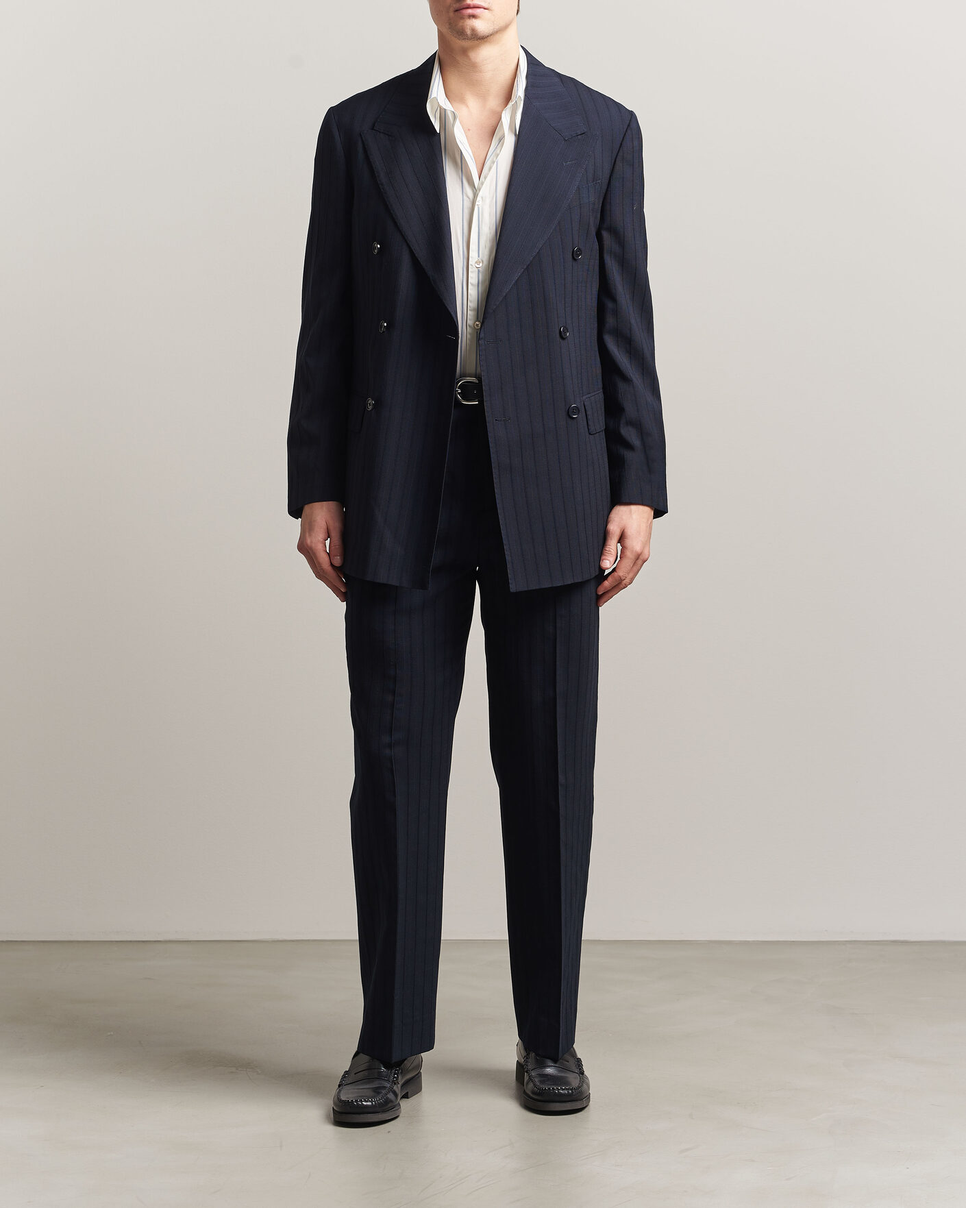 Homme | Blazers | Gant | Tonal Pinstriped Suit Blazer Evening Blue