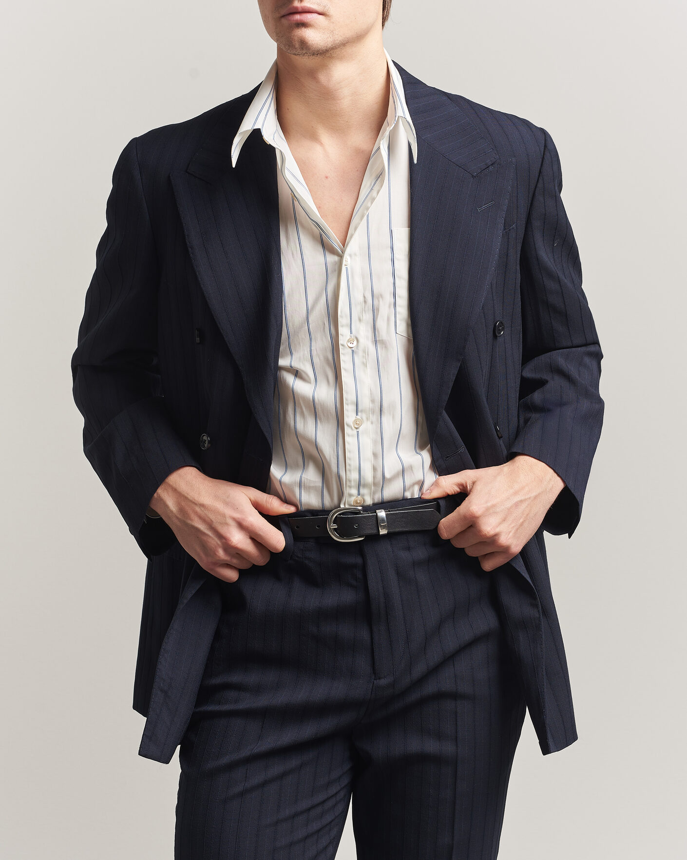 Heren | Blazers | GANT | Tonal Pinstriped Suit Blazer Evening Blue