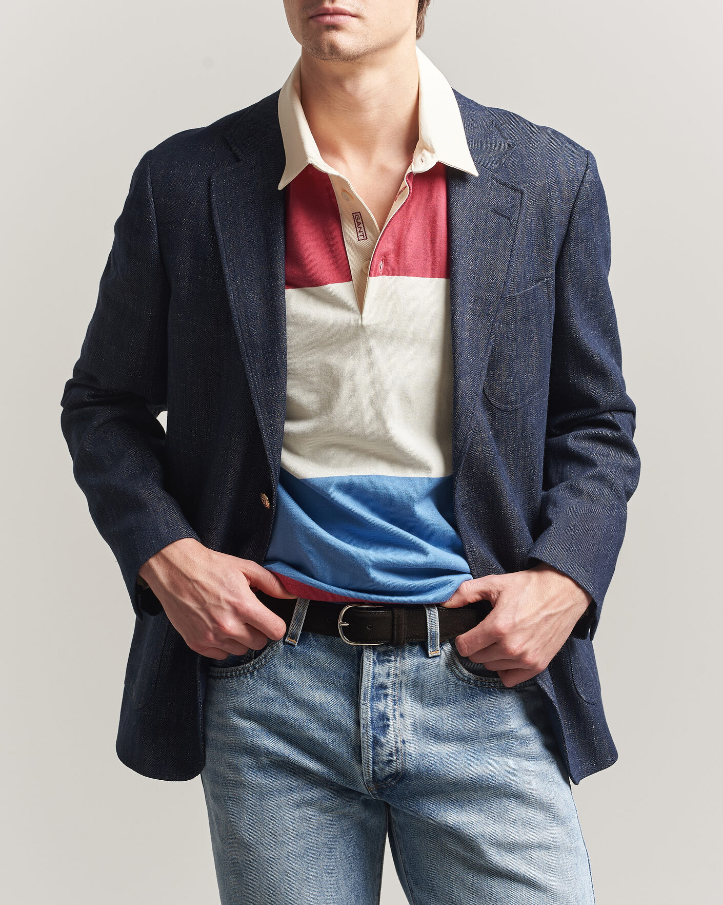 Heren | Blazers | Gant | Cotton Indigo Club Blazer Dark Blue Raw
